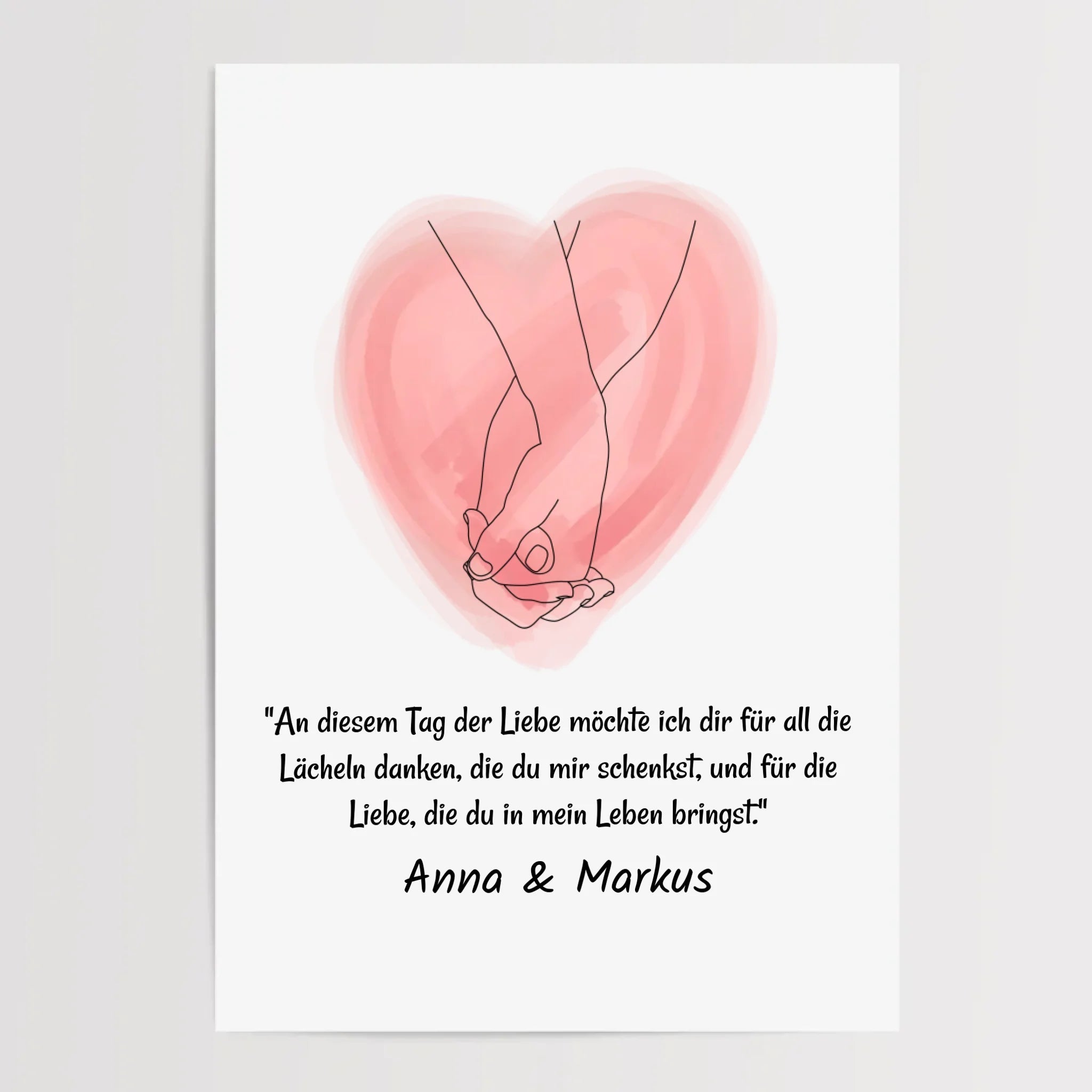 Paar Poster mit Spruch und Linie Hände personalisiert - Cantty
