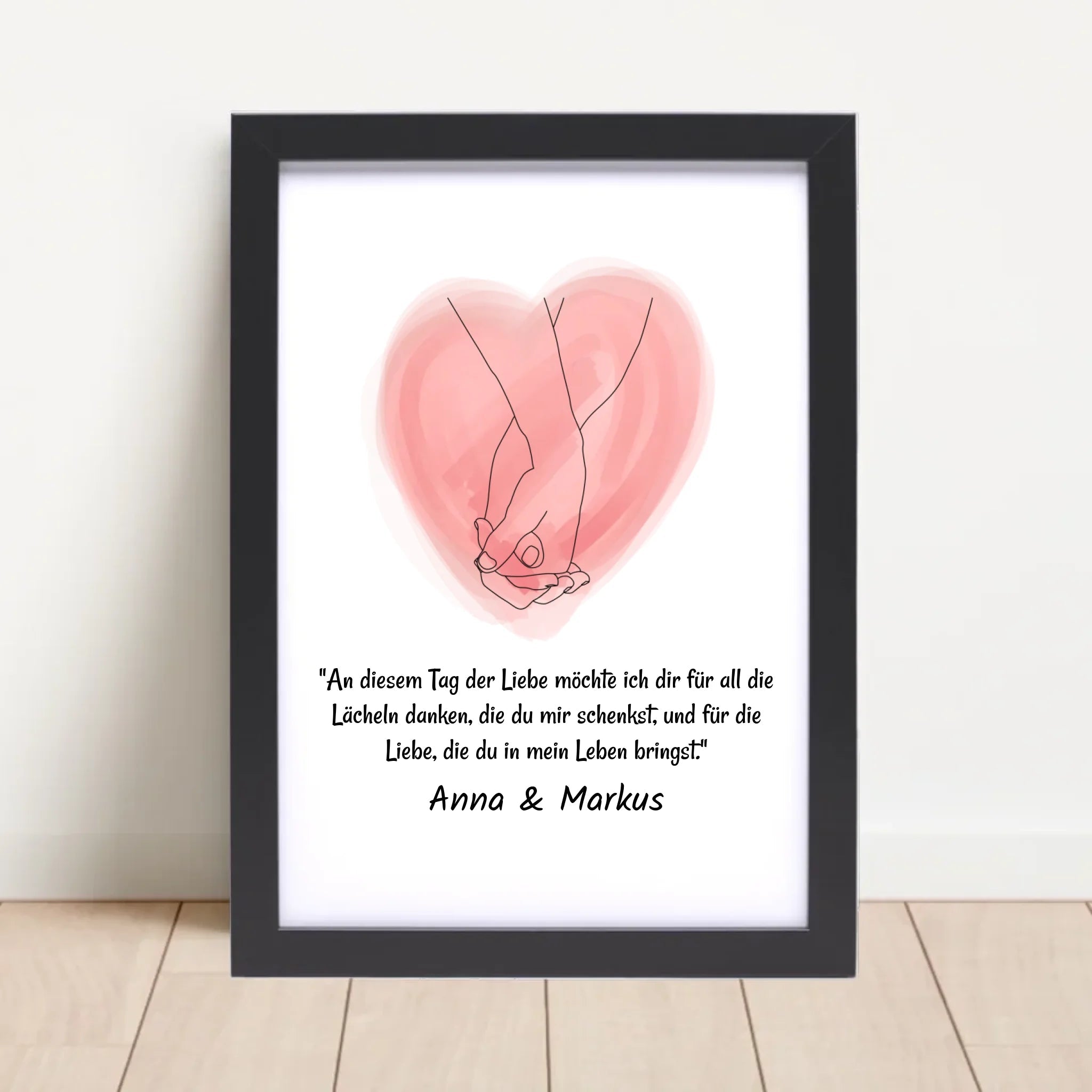 Paar Poster mit Spruch und Linie Hände personalisiert - Cantty