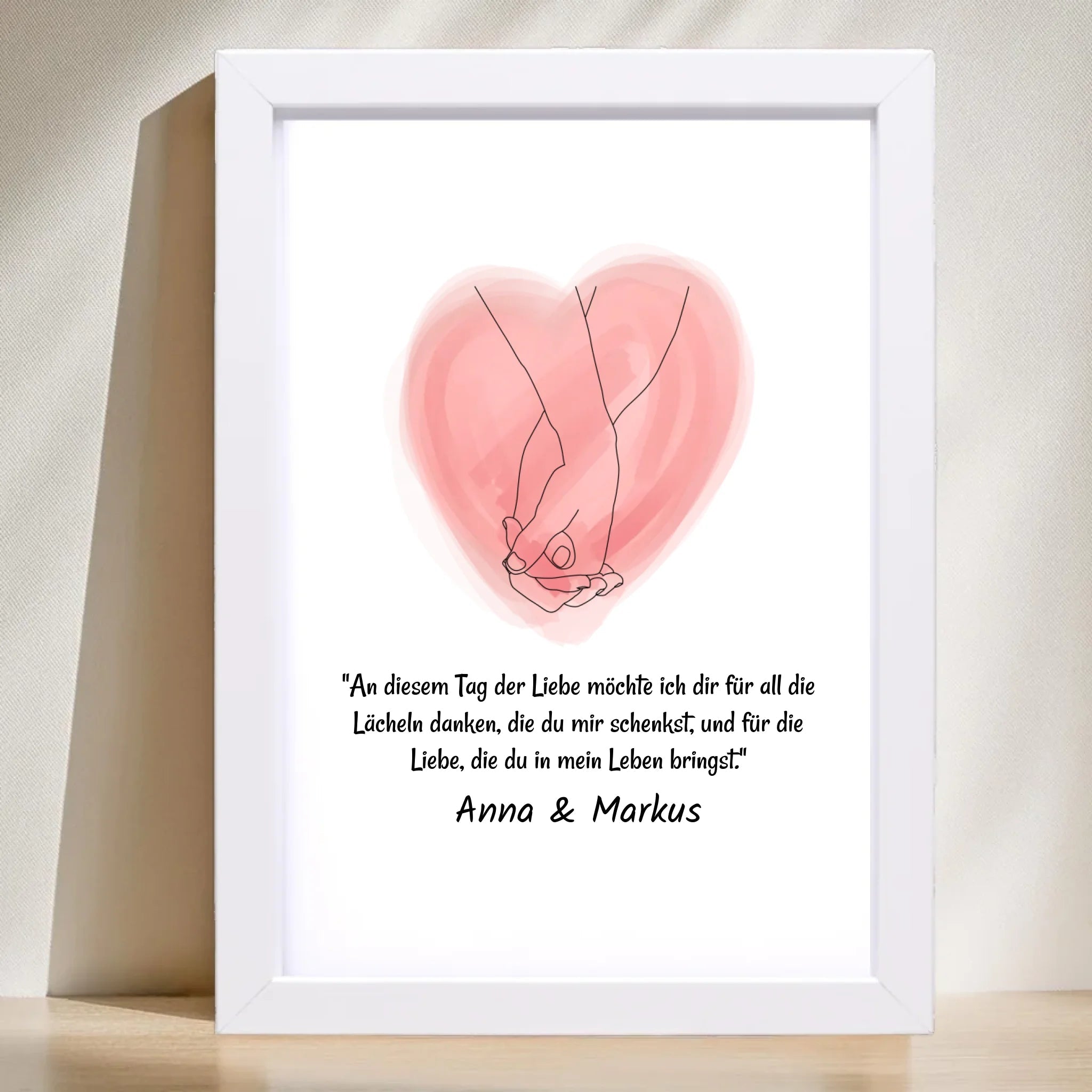 Paar Poster mit Spruch und Linie Hände personalisiert - Cantty