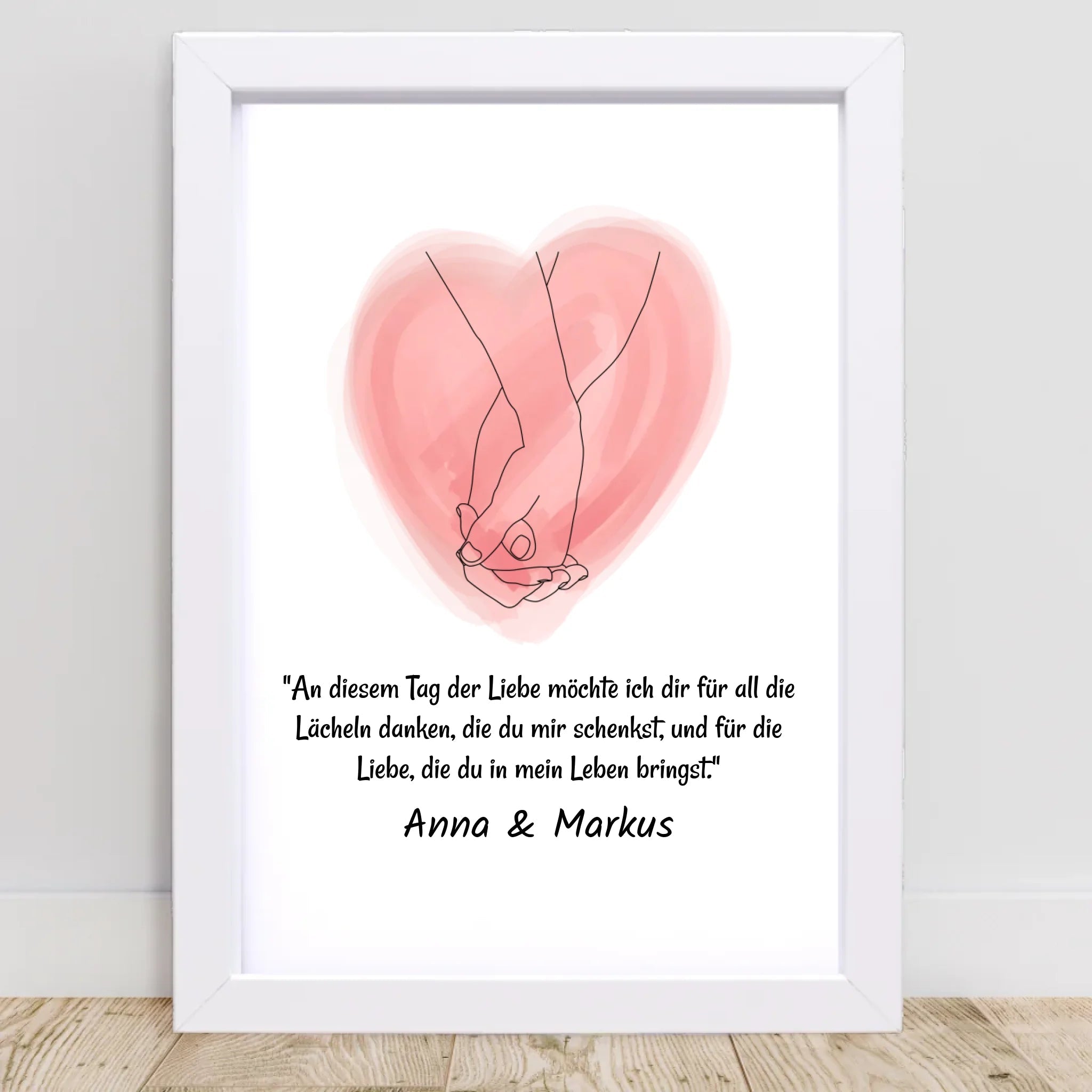 Paar Poster mit Spruch und Linie Hände personalisiert - Cantty