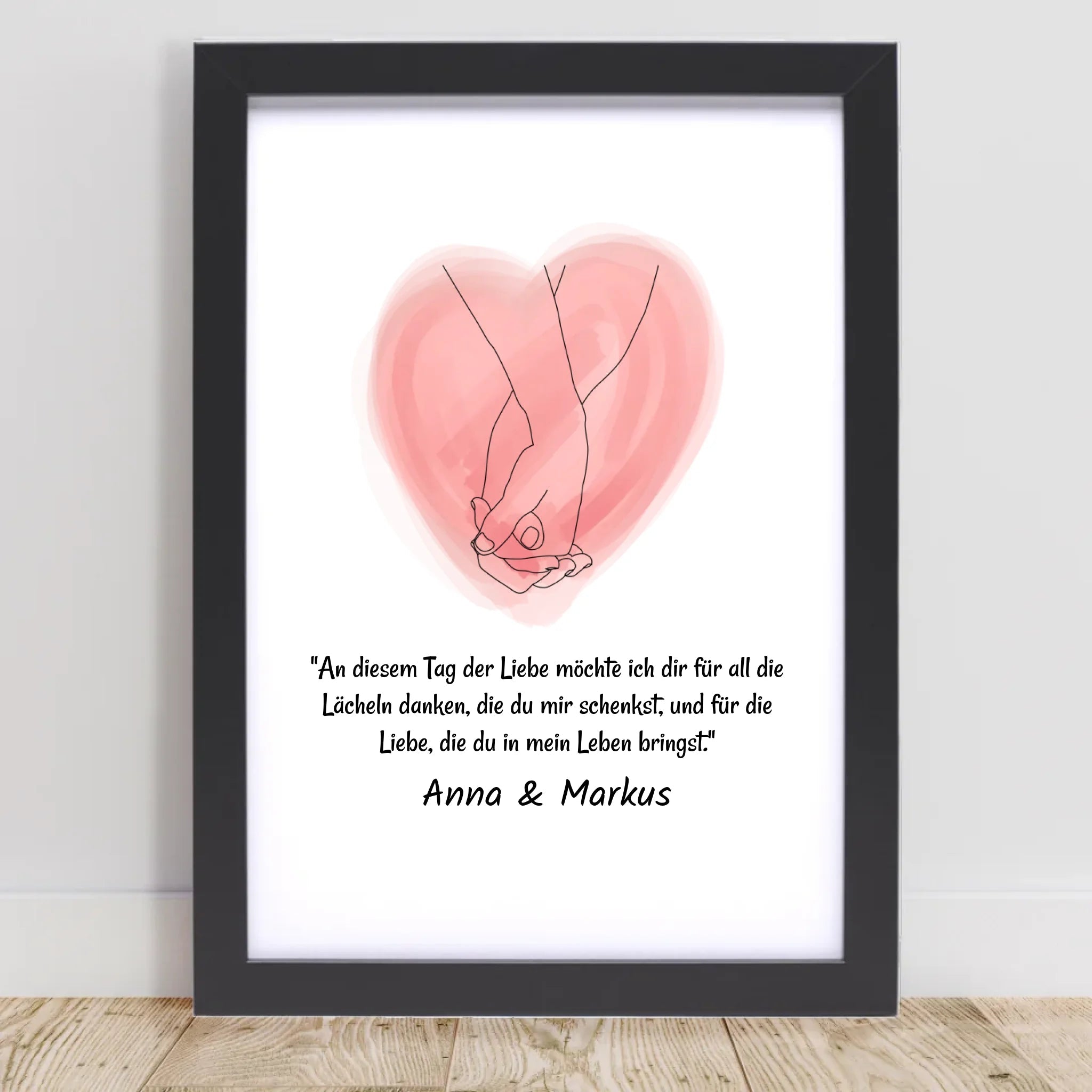 Paar Poster mit Spruch und Linie Hände personalisiert - Cantty