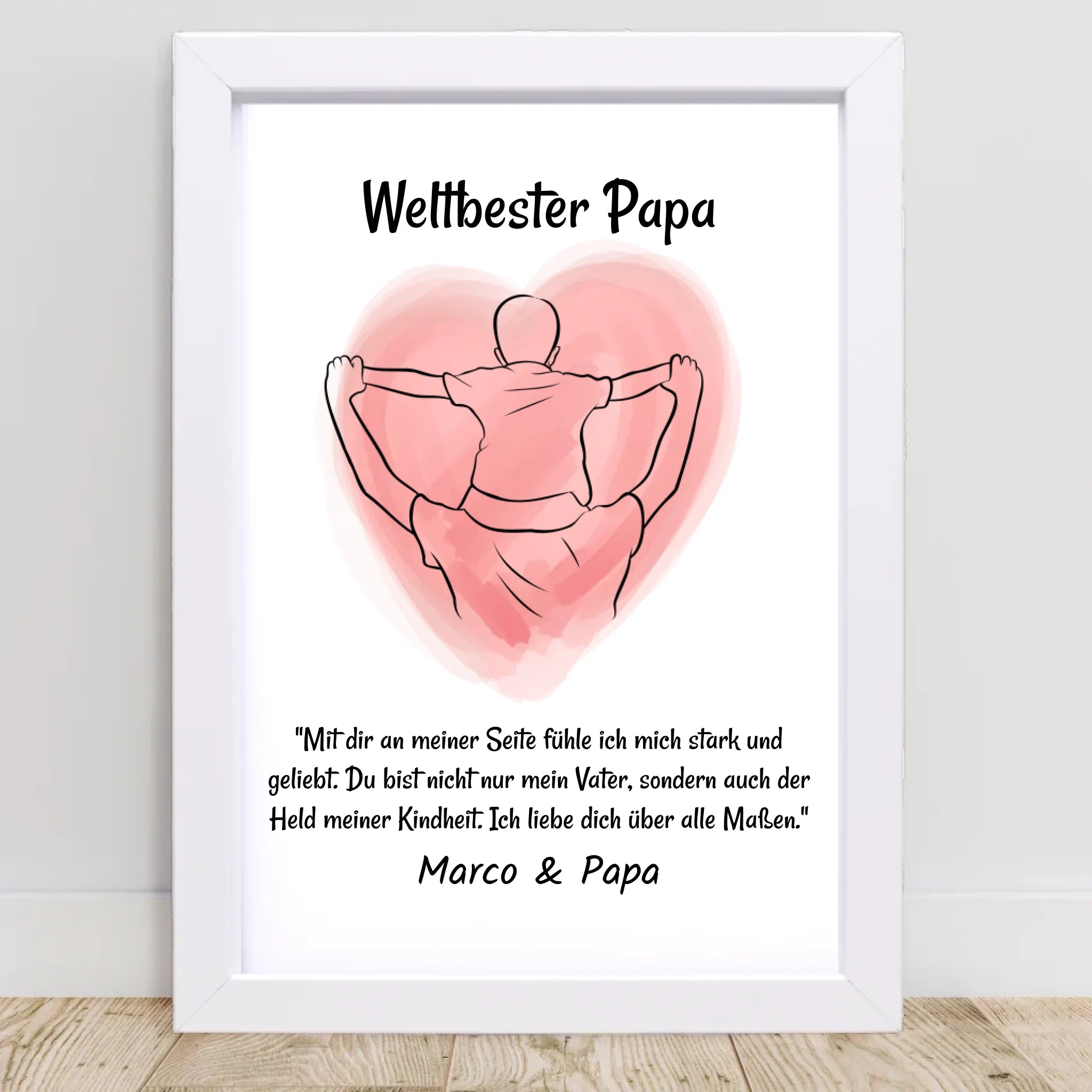 Papa Kind Linienkust Poster Geschenk personalisiert mit Spruch für Vater zum Geburtstag, Vatertag oder Weihnachten - Cantty