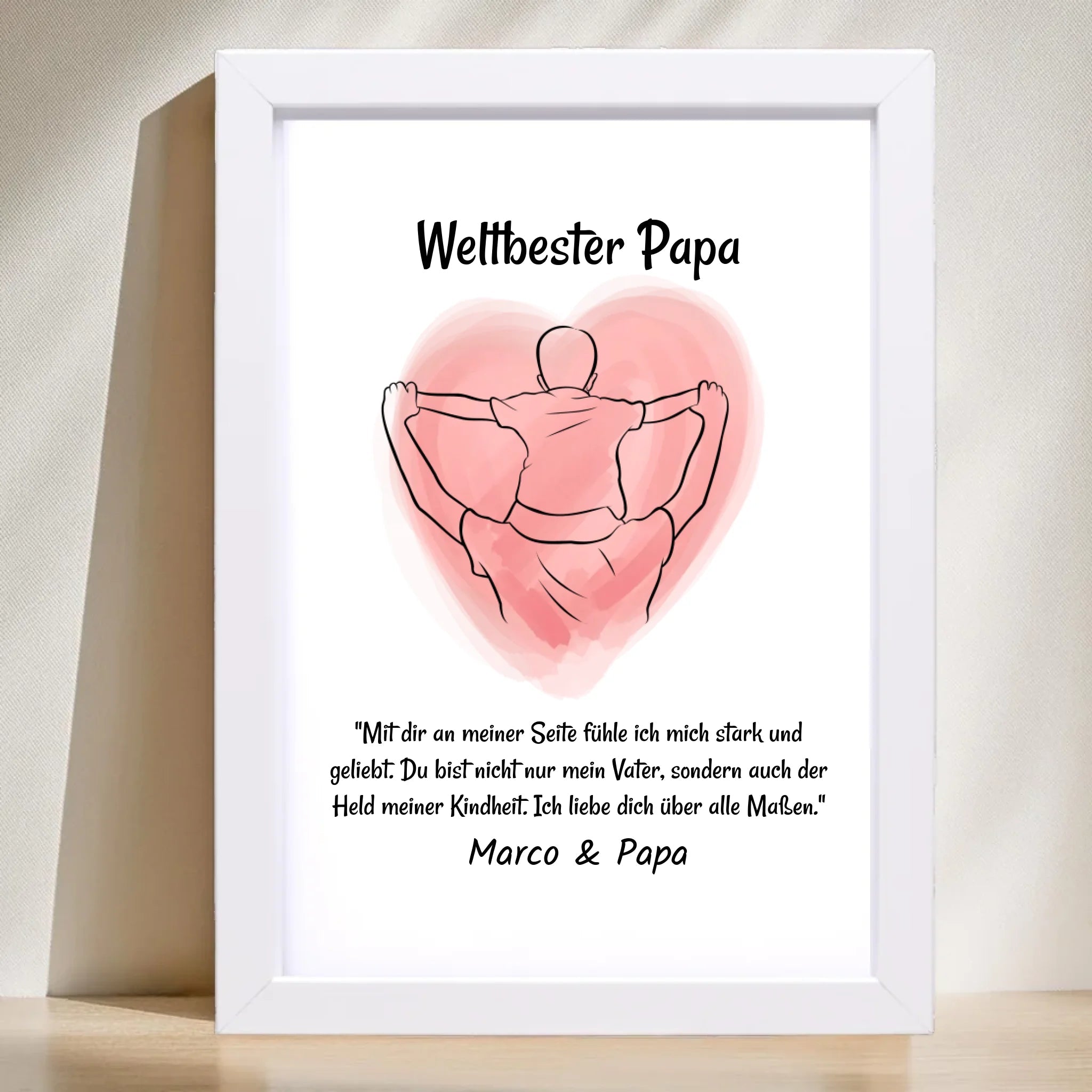 Papa Kind Linienkust Poster Geschenk personalisiert mit Spruch für Vater zum Geburtstag, Vatertag oder Weihnachten - Cantty