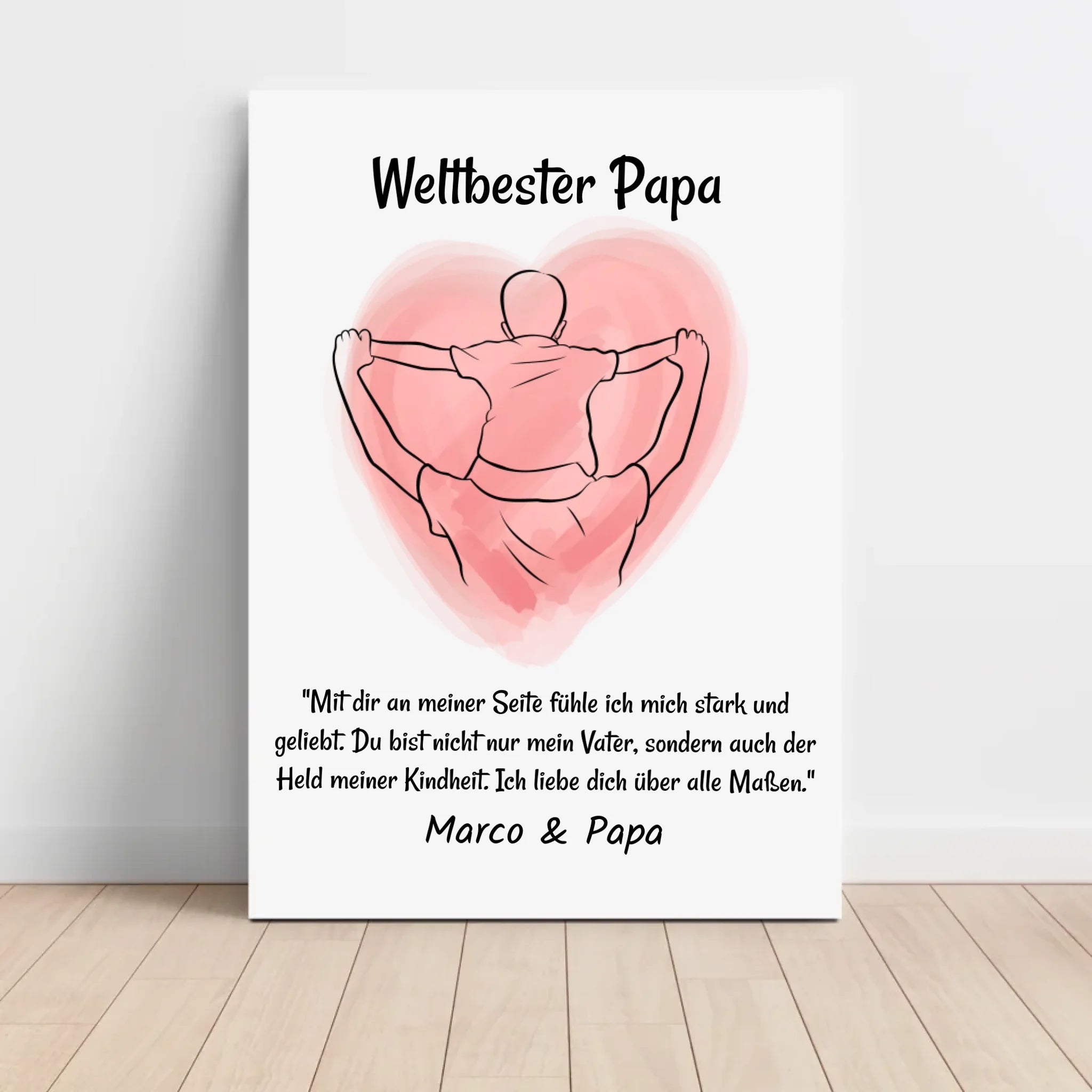 Papa Kind Linienkust Poster Geschenk personalisiert mit Spruch für Vater zum Geburtstag, Vatertag oder Weihnachten - Cantty