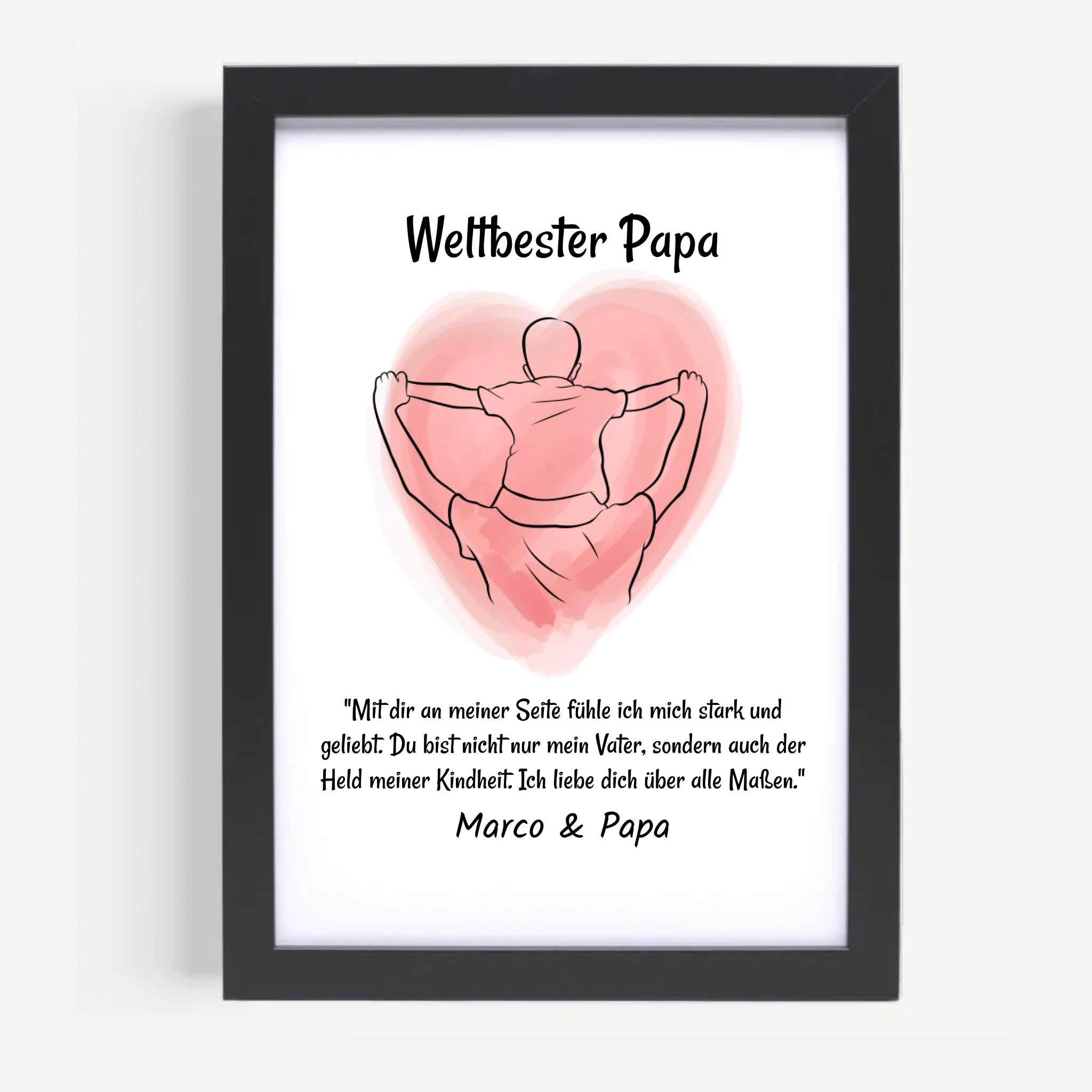 Papa Kind Linienkust Poster Geschenk personalisiert mit Spruch für Vater zum Geburtstag, Vatertag oder Weihnachten - Cantty
