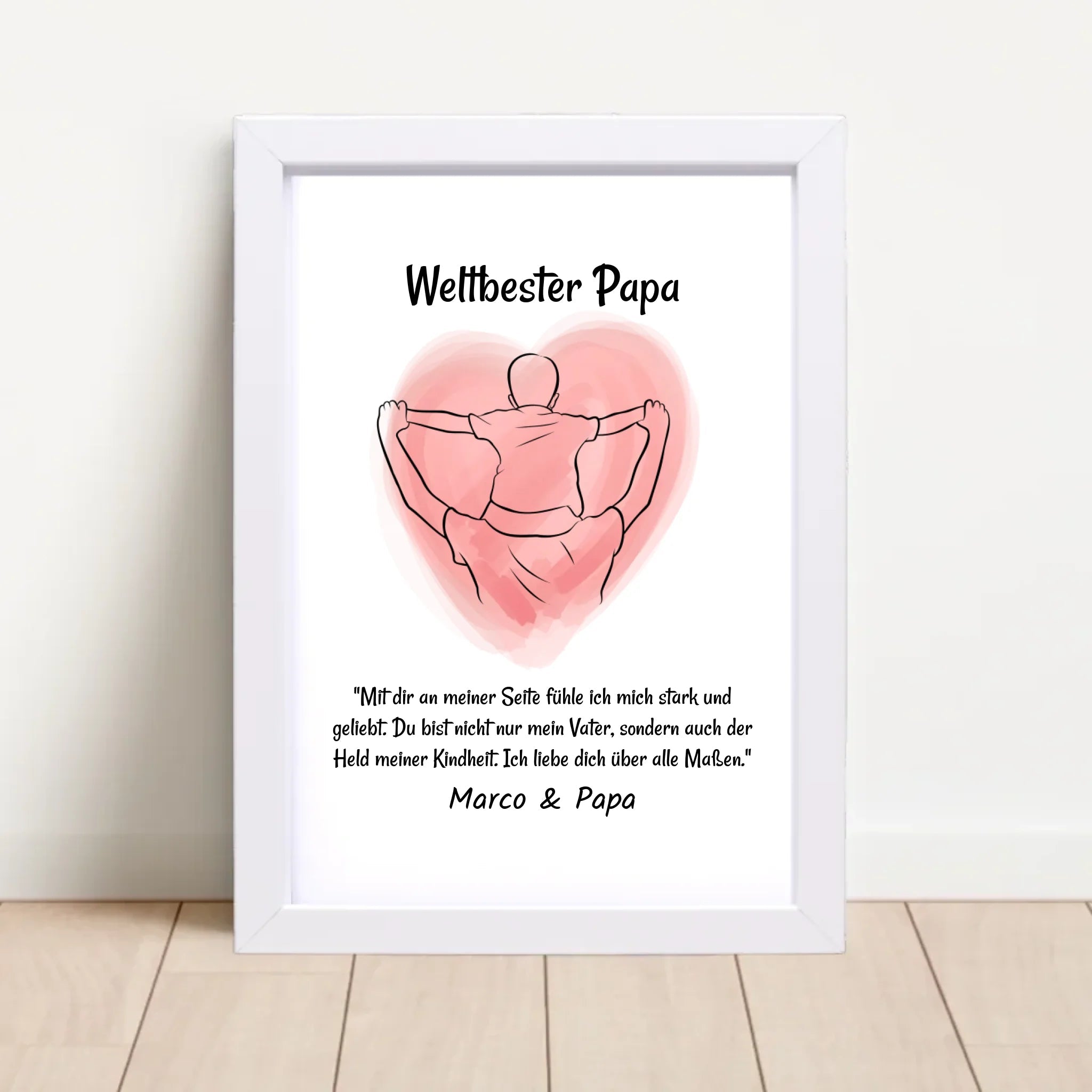 Papa Kind Linienkust Poster Geschenk personalisiert mit Spruch für Vater zum Geburtstag, Vatertag oder Weihnachten - Cantty