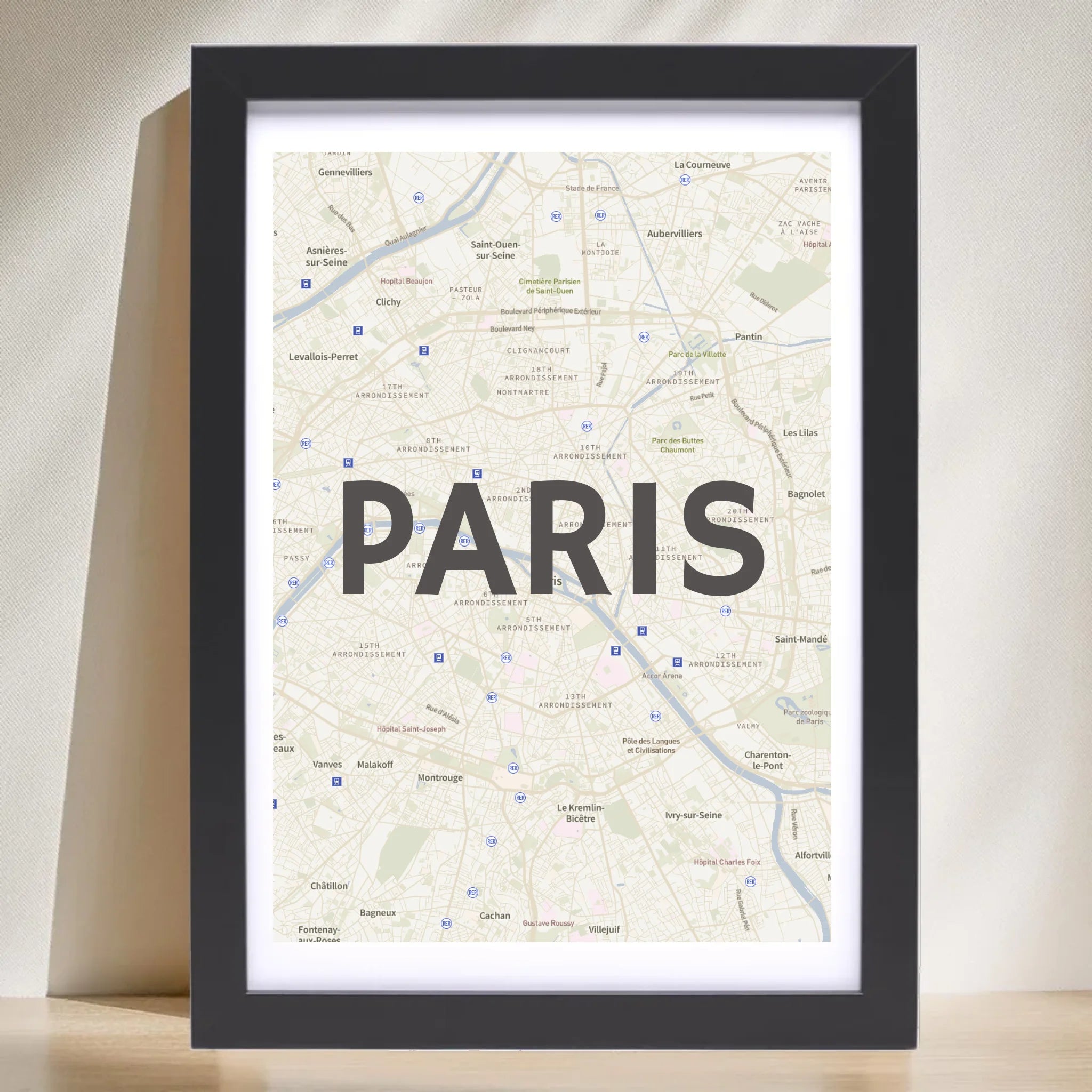 Paris Lieblingsstadt Koordinatenposter Stadtkarte personalisiert - Cantty