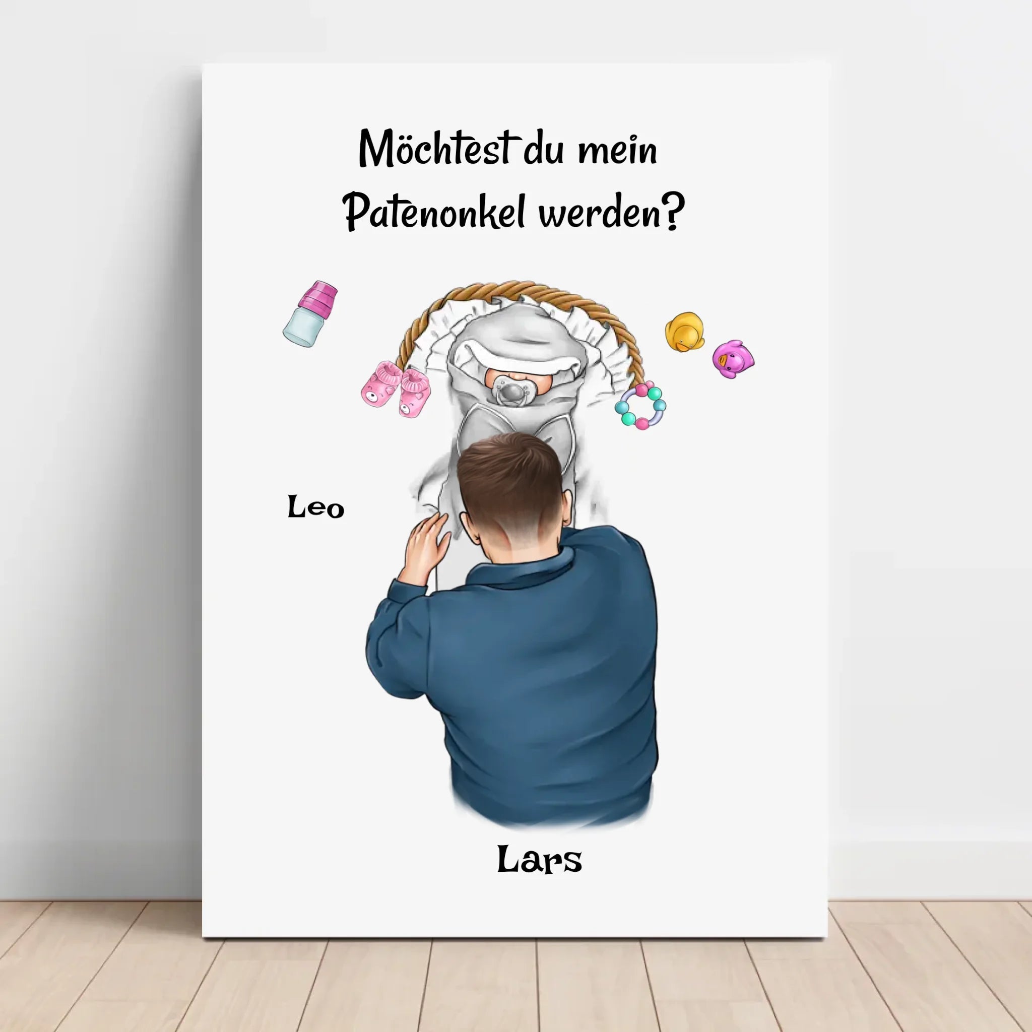 Patenonkel fragen Leinwand Geschenk personalisiert - Cantty
