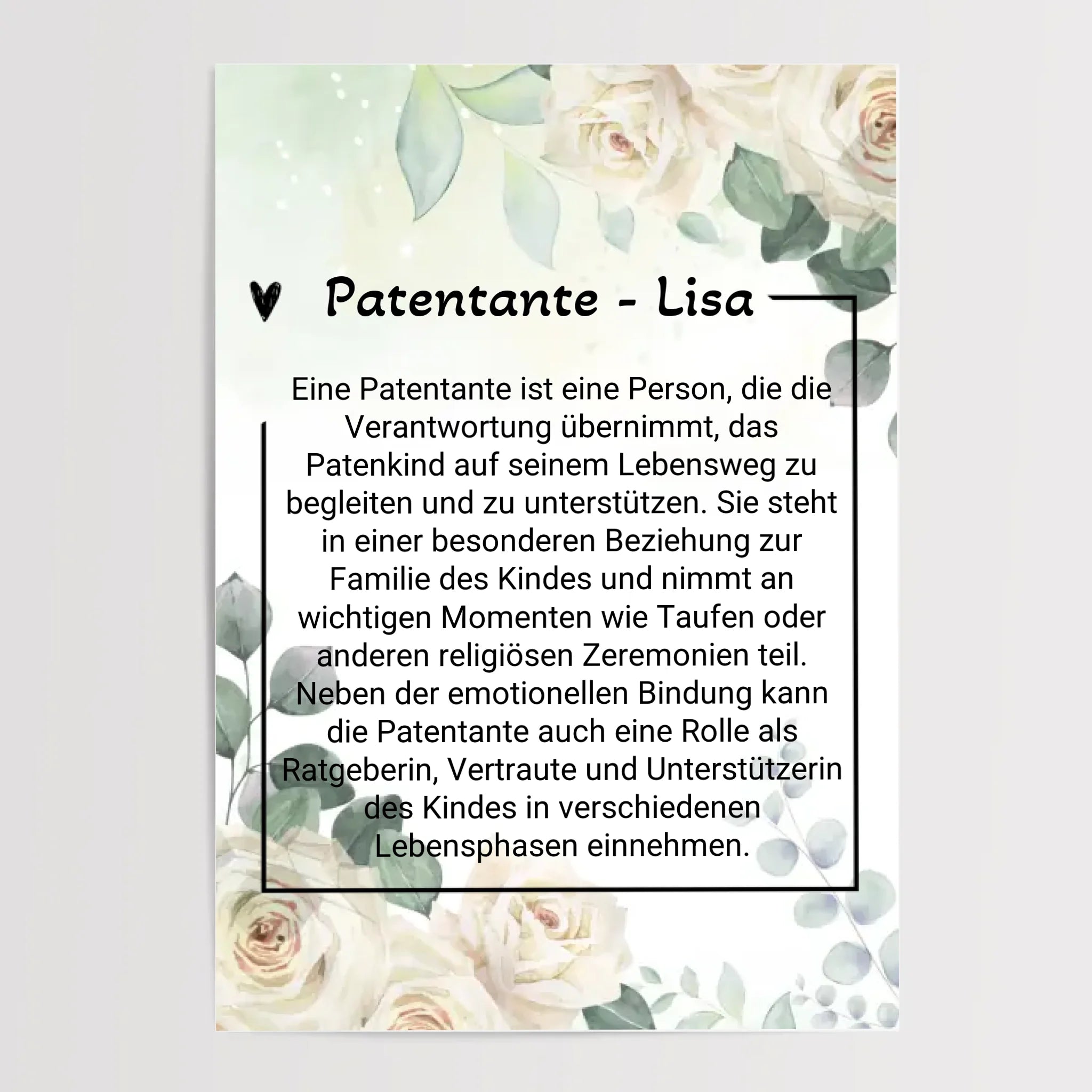 Patentante Definition Geschenk Poster personalisiert - Cantty