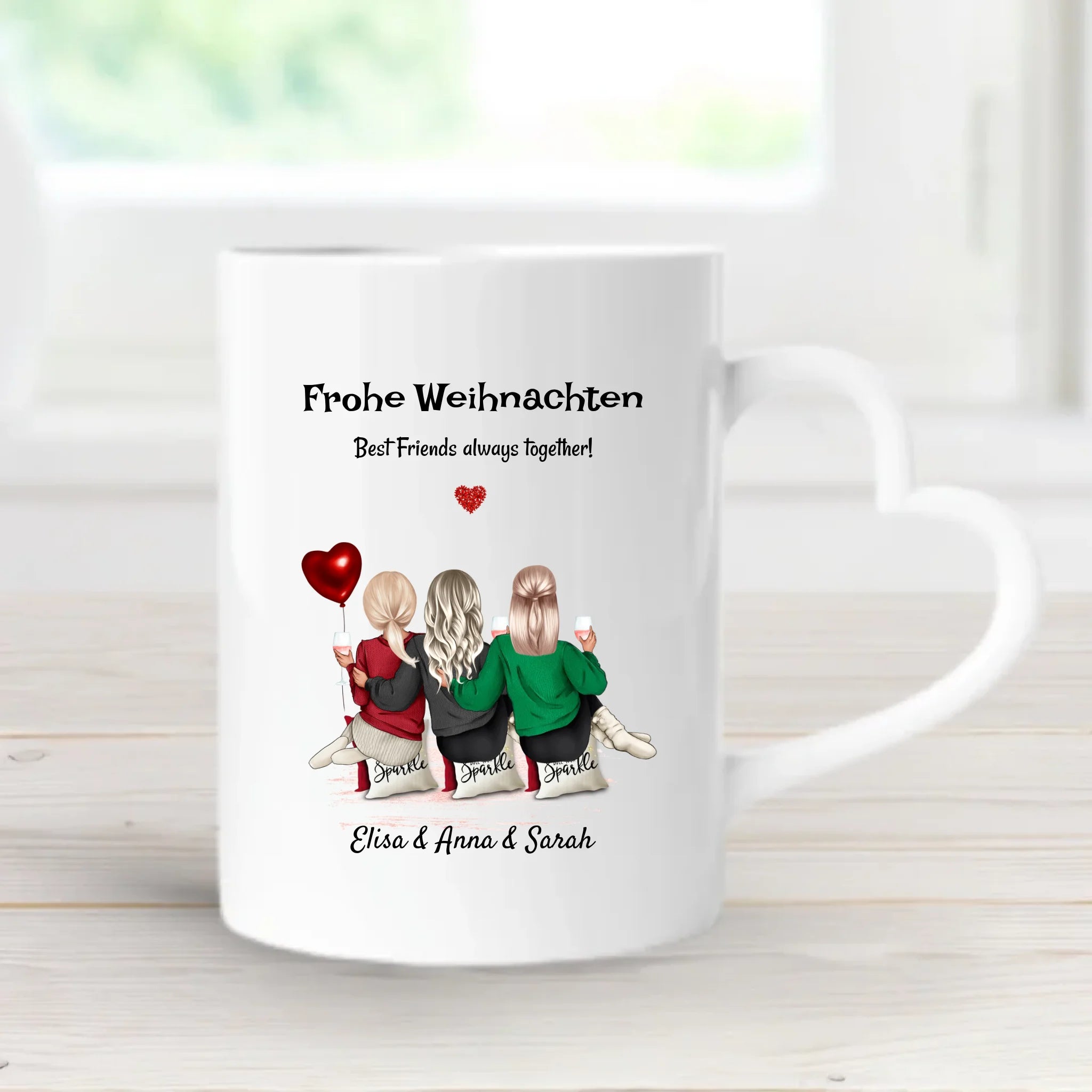 Personalisierte 3 Freundinnen Tasse Geschenk Weihnachten - Cantty