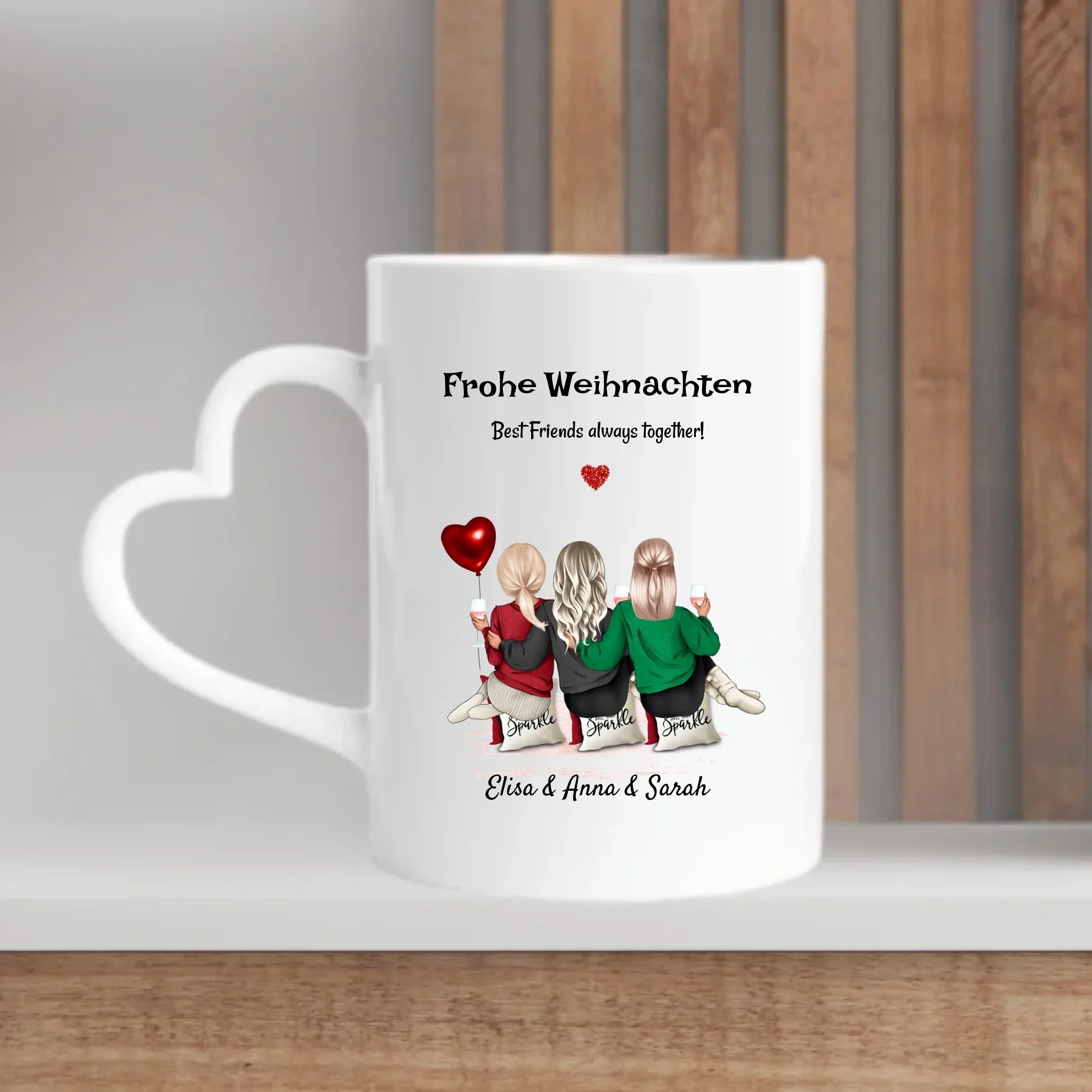 Personalisierte 3 Freundinnen Tasse Geschenk Weihnachten - Cantty