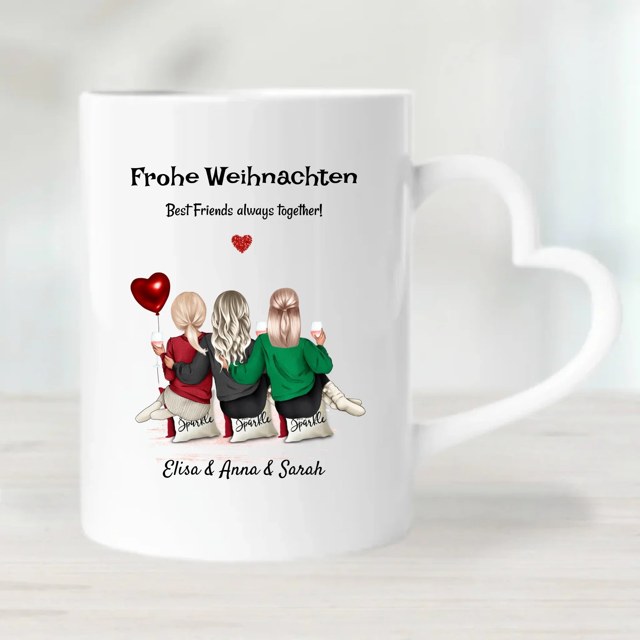 Personalisierte 3 Freundinnen Tasse Geschenk Weihnachten - Cantty