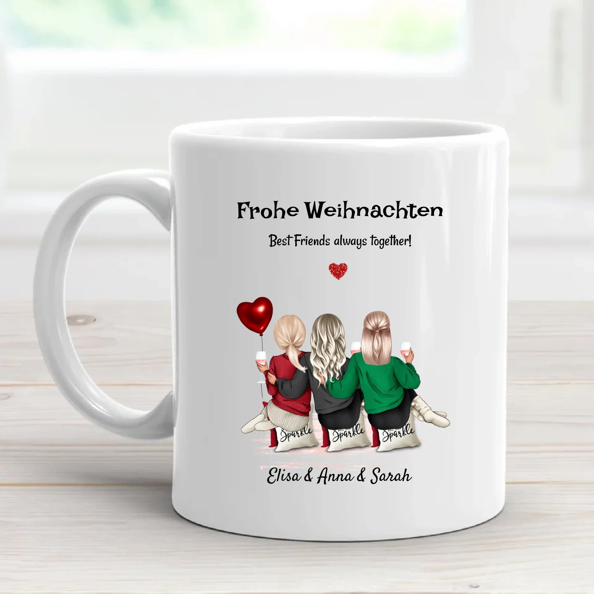 Personalisierte 3 Freundinnen Tasse Geschenk Weihnachten - Cantty