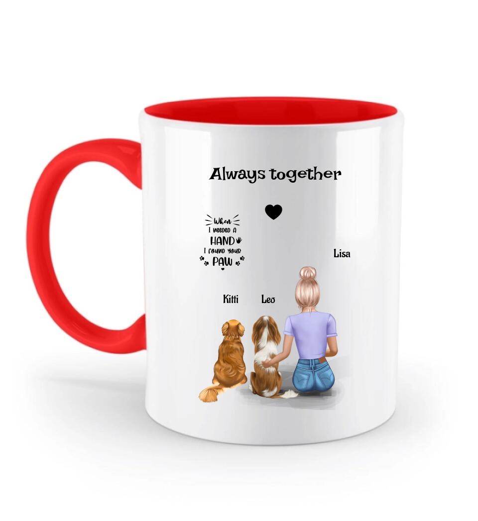 Personalisierte Tasse Frau mit 2 Hunden - Cantty