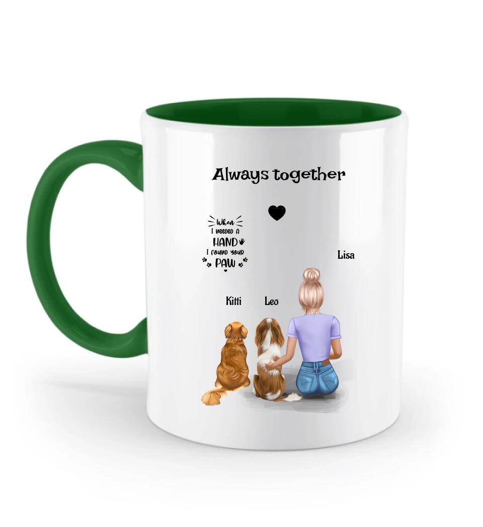 Personalisierte Tasse Frau mit 2 Hunden - Cantty