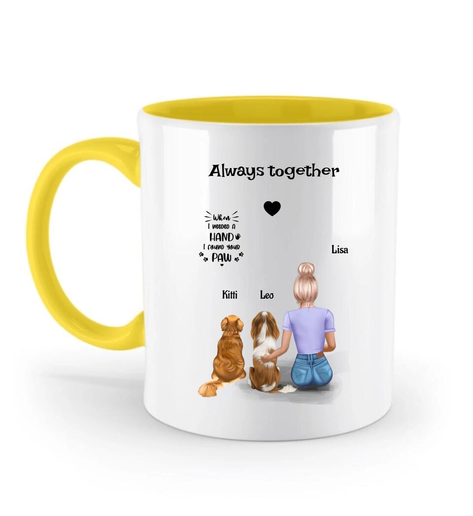 Personalisierte Tasse Frau mit 2 Hunden - Cantty