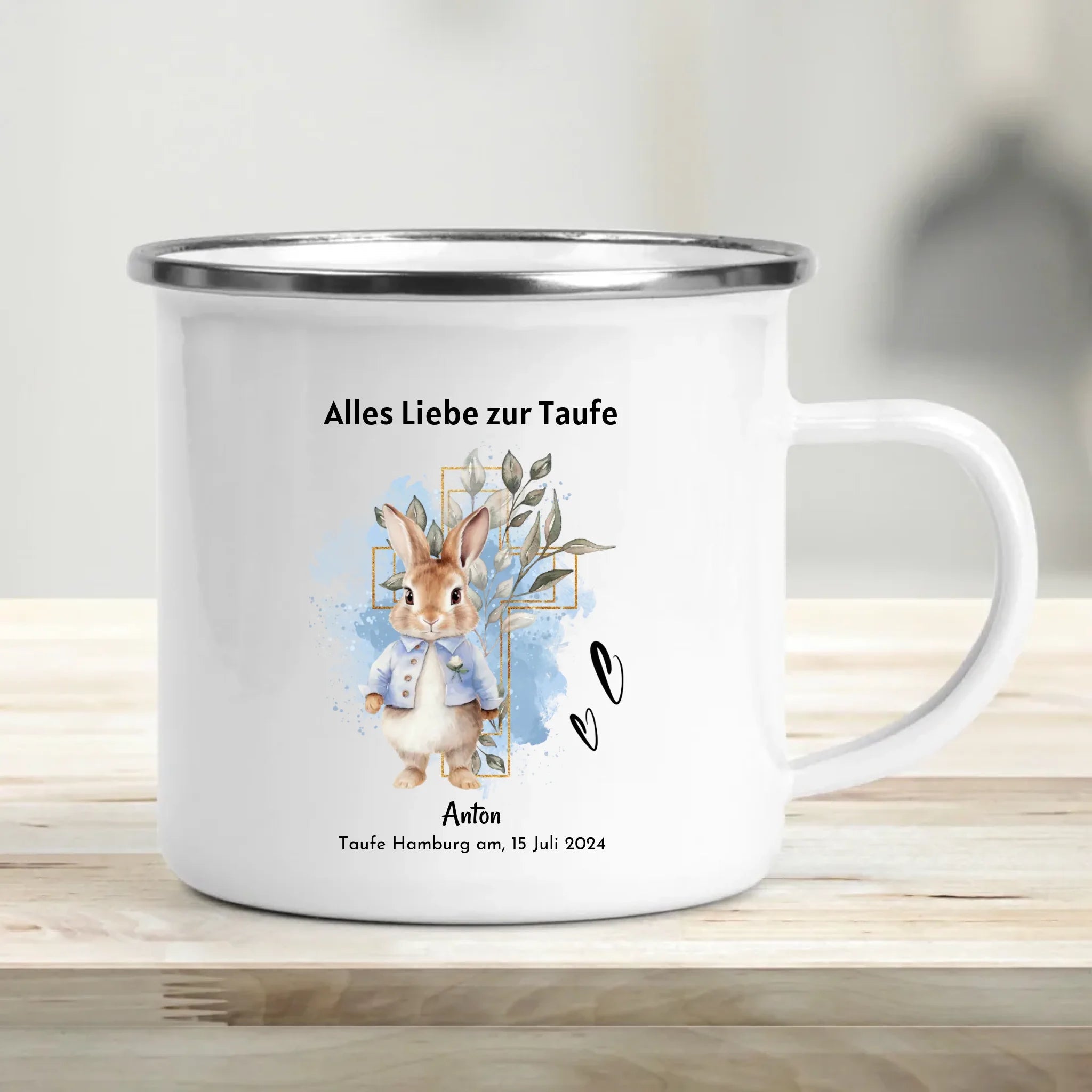 Personalisierte Tasse zur Taufe für Jungen - Cantty