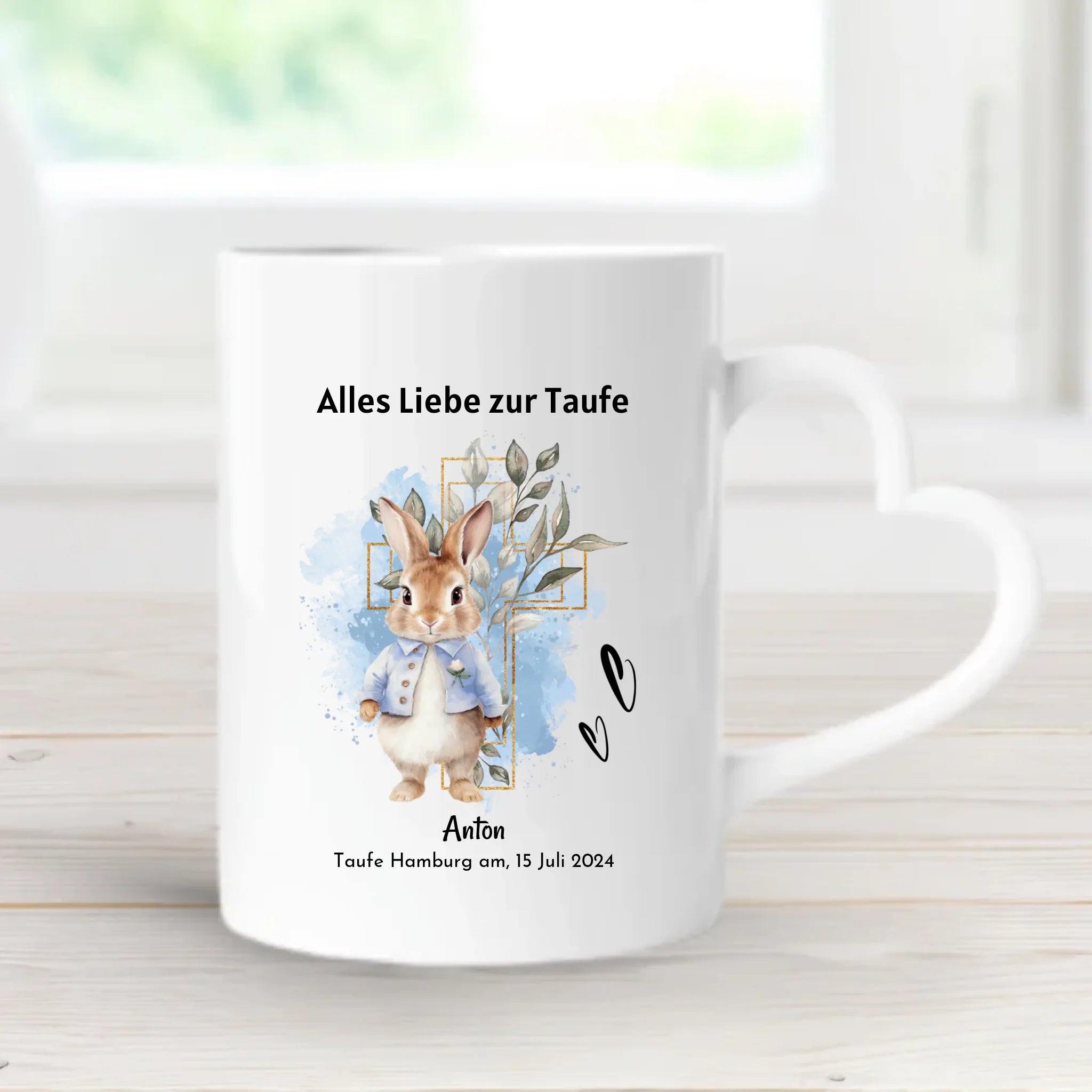 Personalisierte Tasse zur Taufe für Jungen - Cantty