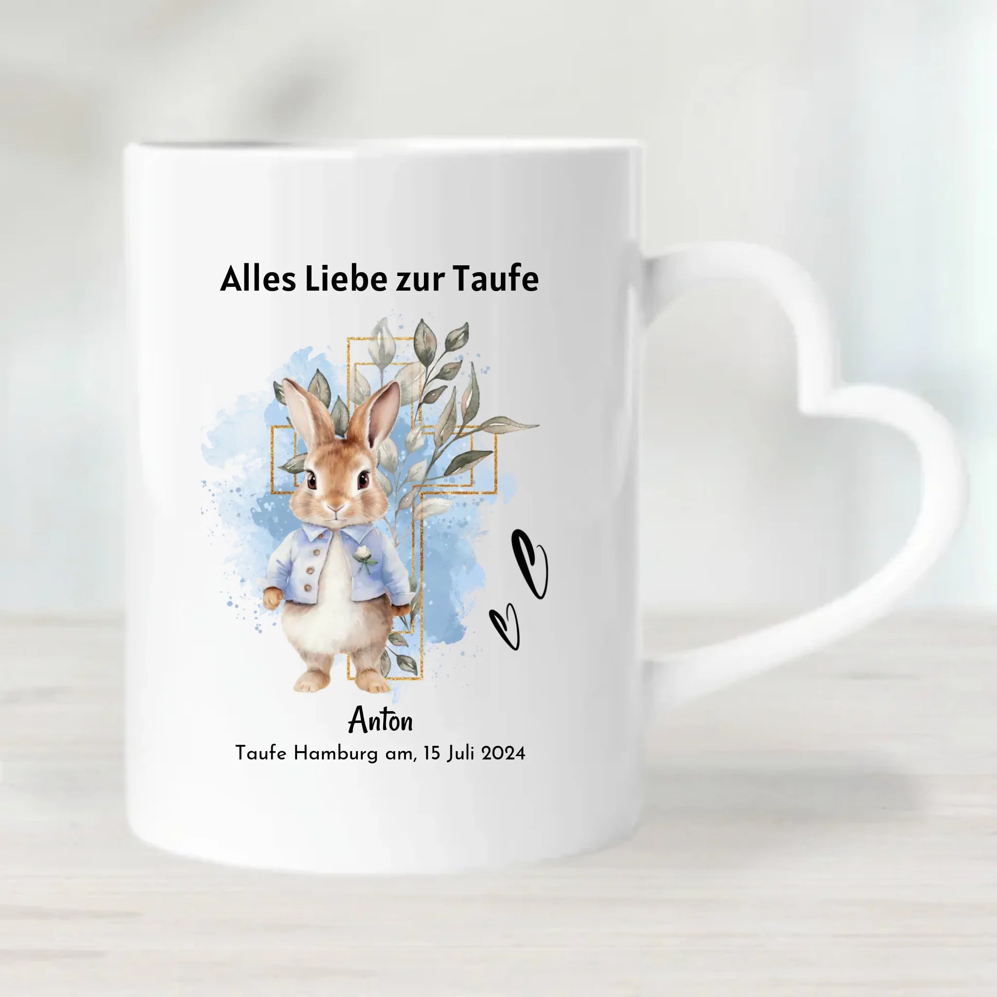 Personalisierte Tasse zur Taufe für Jungen - Cantty