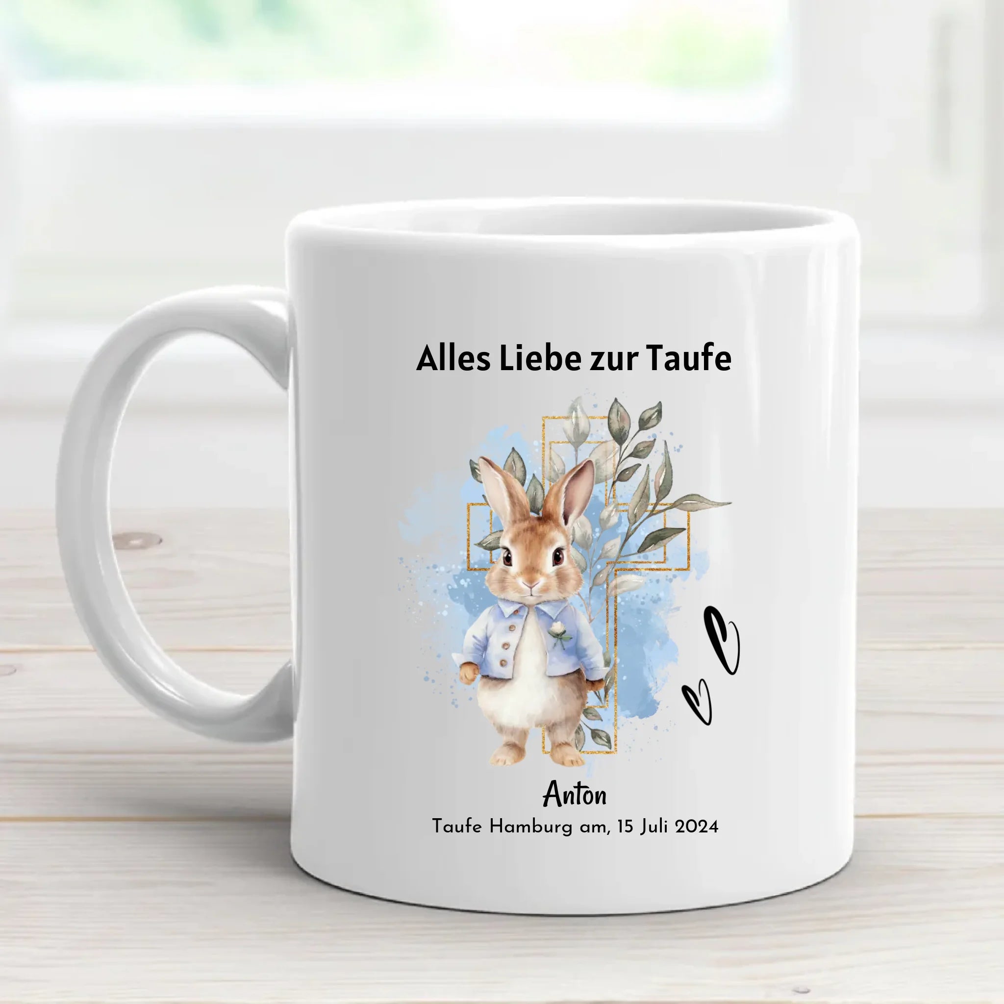 Personalisierte Tasse zur Taufe für Jungen - Cantty