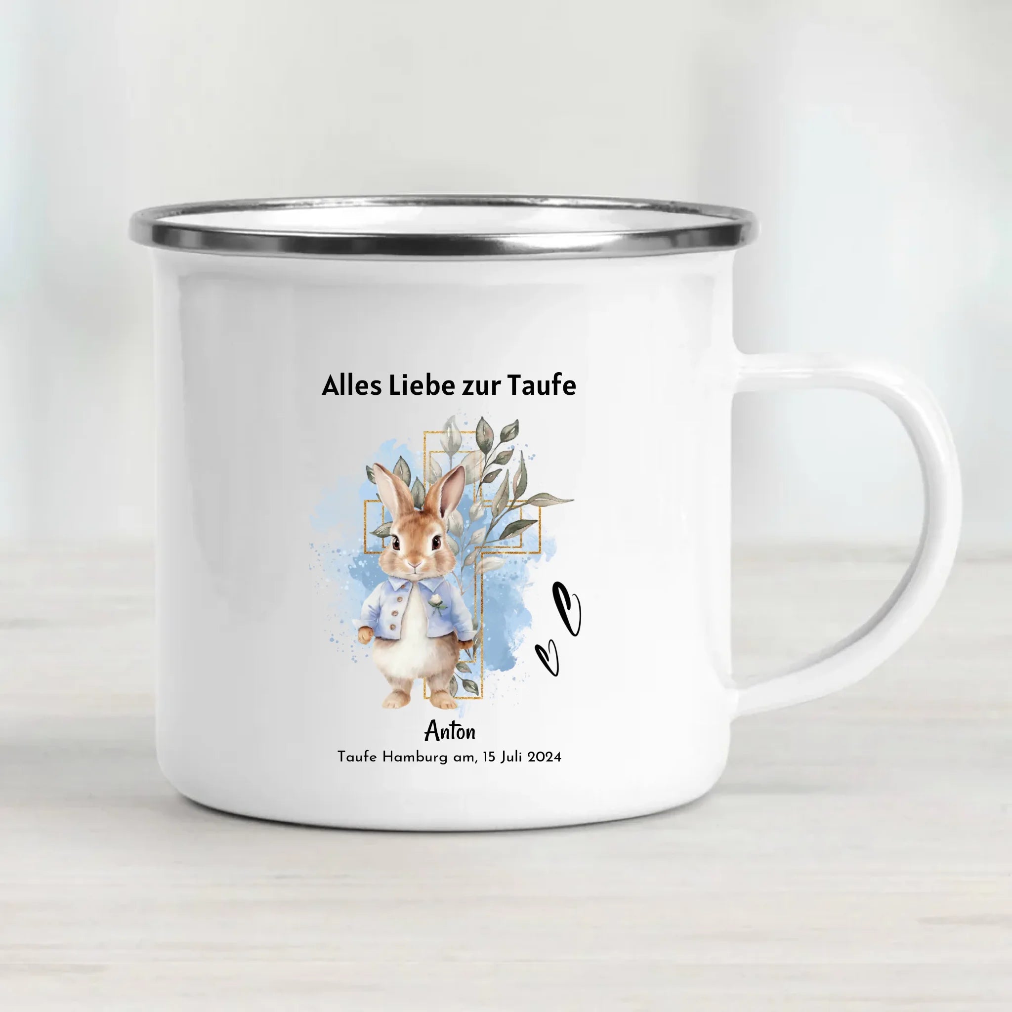 Personalisierte Tasse zur Taufe für Jungen - Cantty