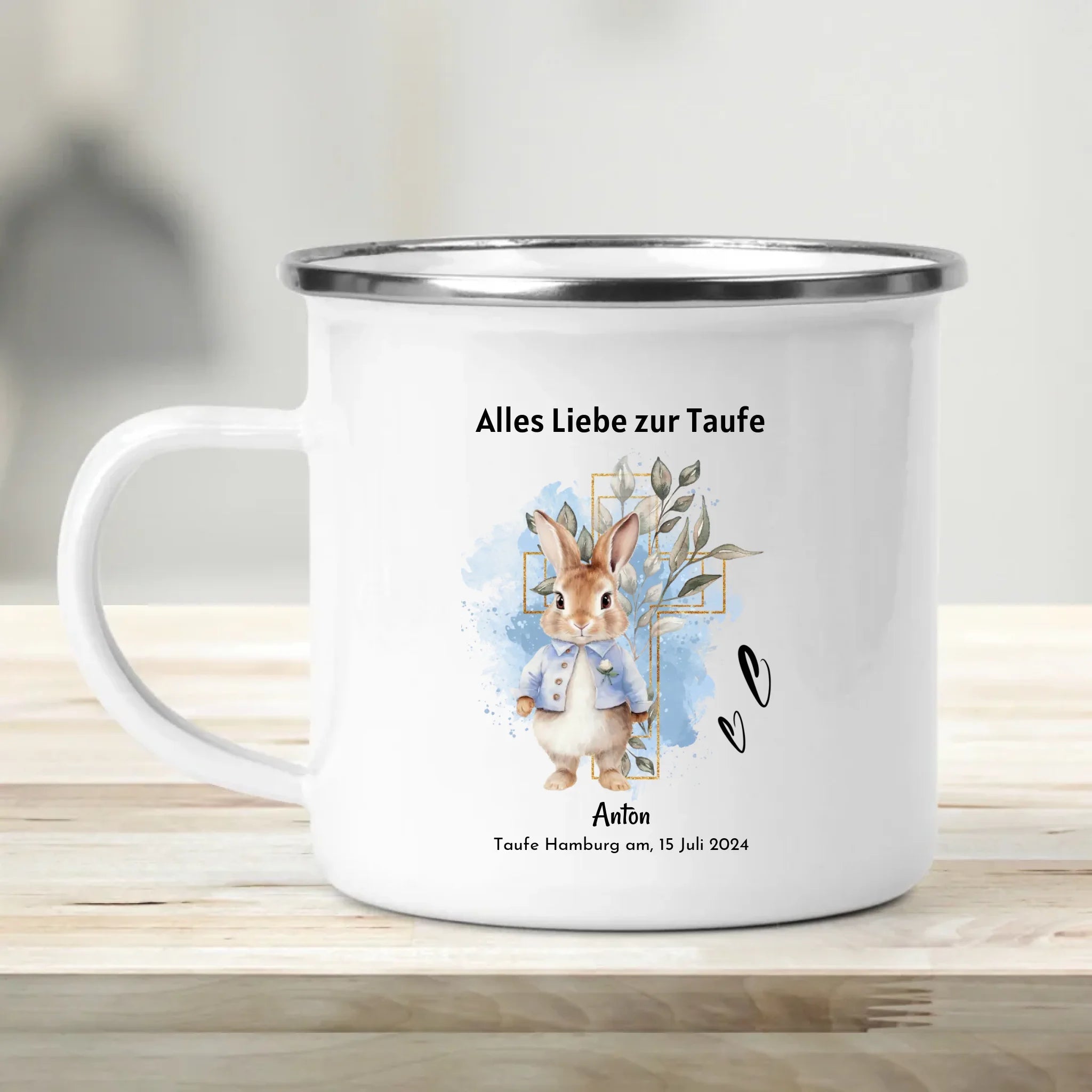 Personalisierte Tasse zur Taufe für Jungen - Cantty