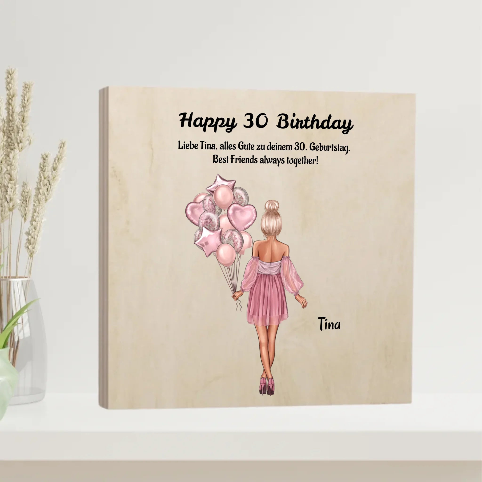 Personalisiertes Freundin Geschenk zum Geburtstag Holzbild - Cantty