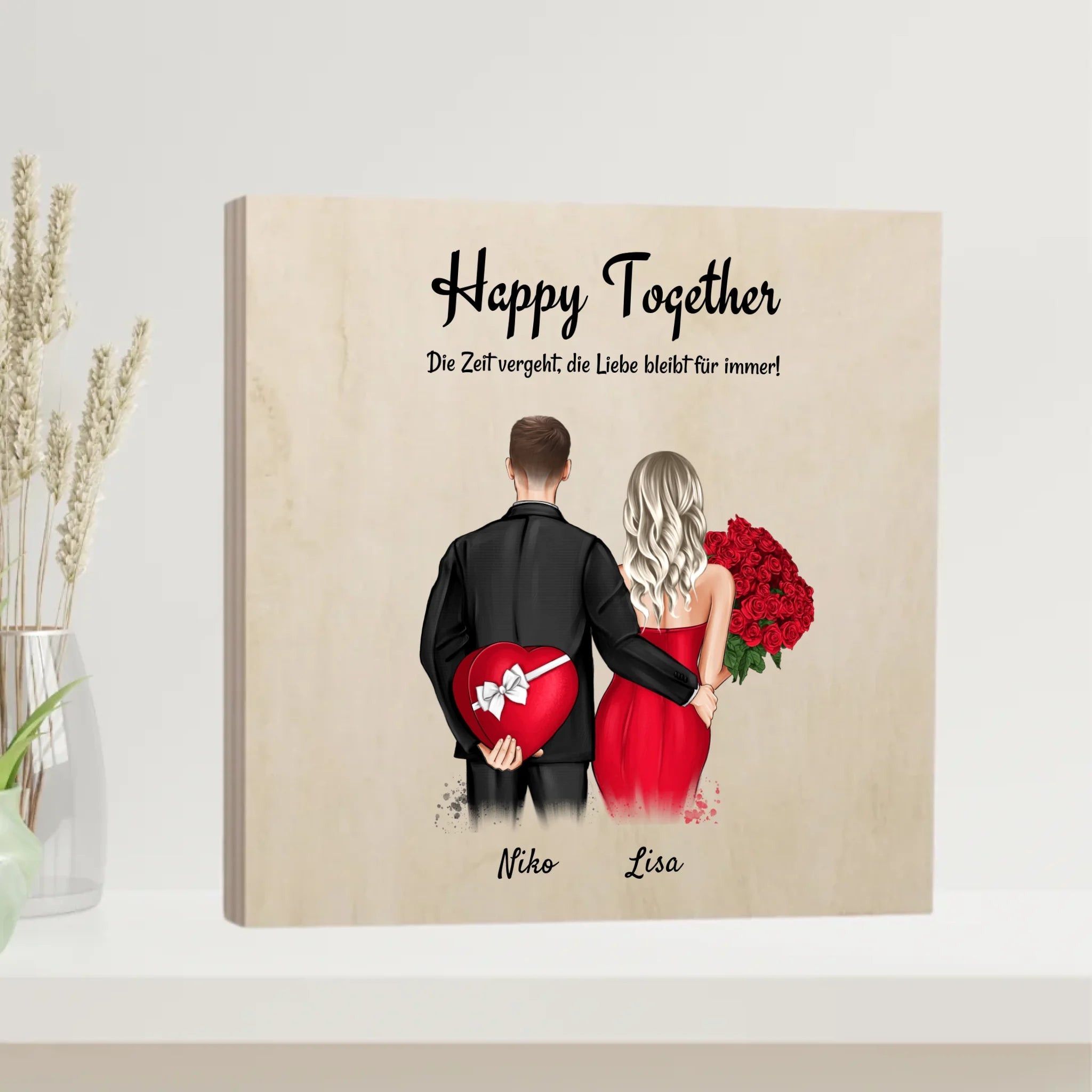 Personalisiertes Geschenk Hochzeitstag Pärchen Holzbild - Cantty