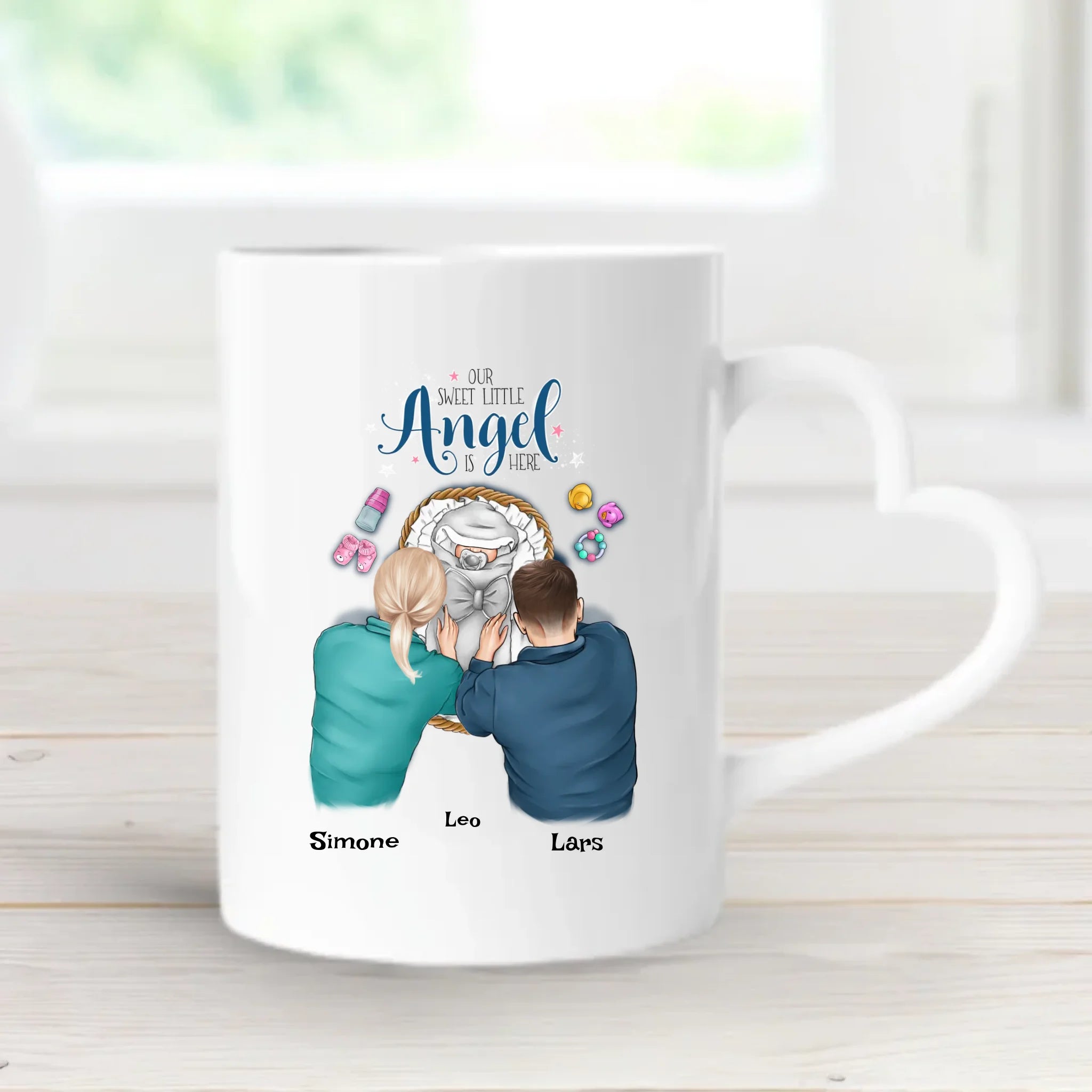 Personalisiertes Geschenk zur Geburt Junge Mädchen Baby Tasse mit Eltern - Cantty