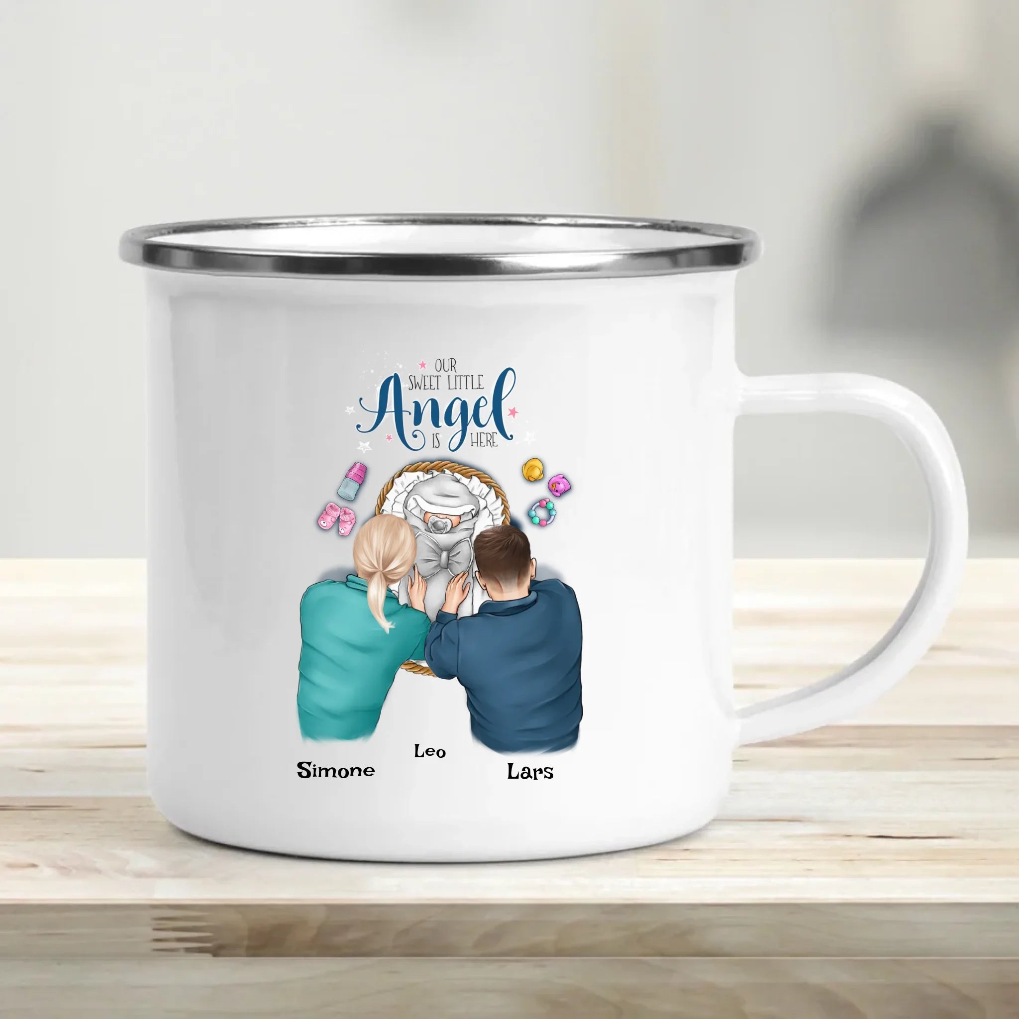 Personalisiertes Geschenk zur Geburt Junge Mädchen Baby Tasse mit Eltern - Cantty