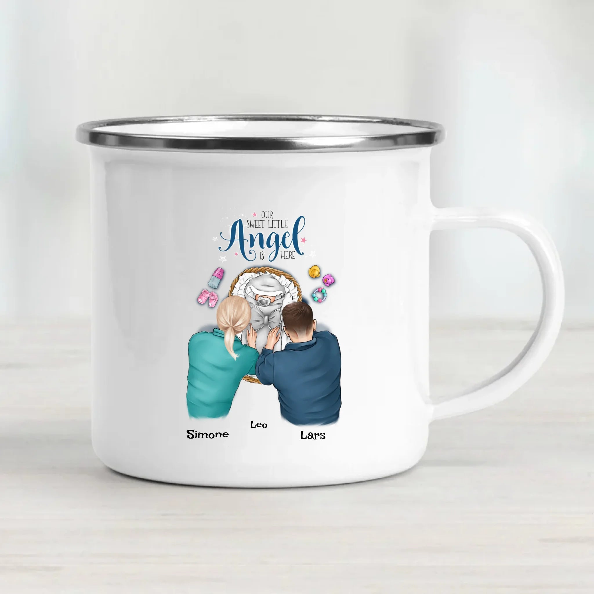 Personalisiertes Geschenk zur Geburt Junge Mädchen Baby Tasse mit Eltern - Cantty
