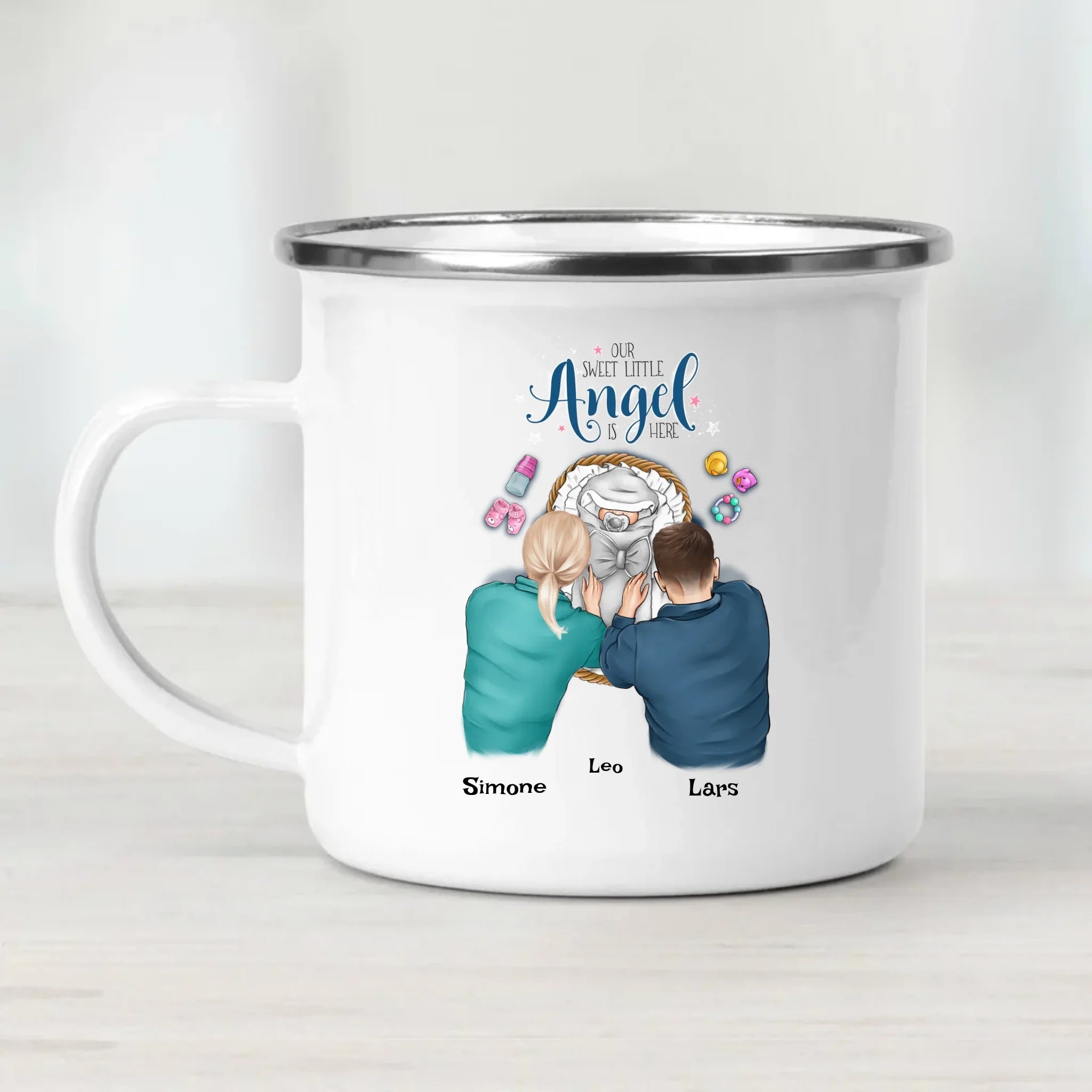 Personalisiertes Geschenk zur Geburt Junge Mädchen Baby Tasse mit Eltern - Cantty