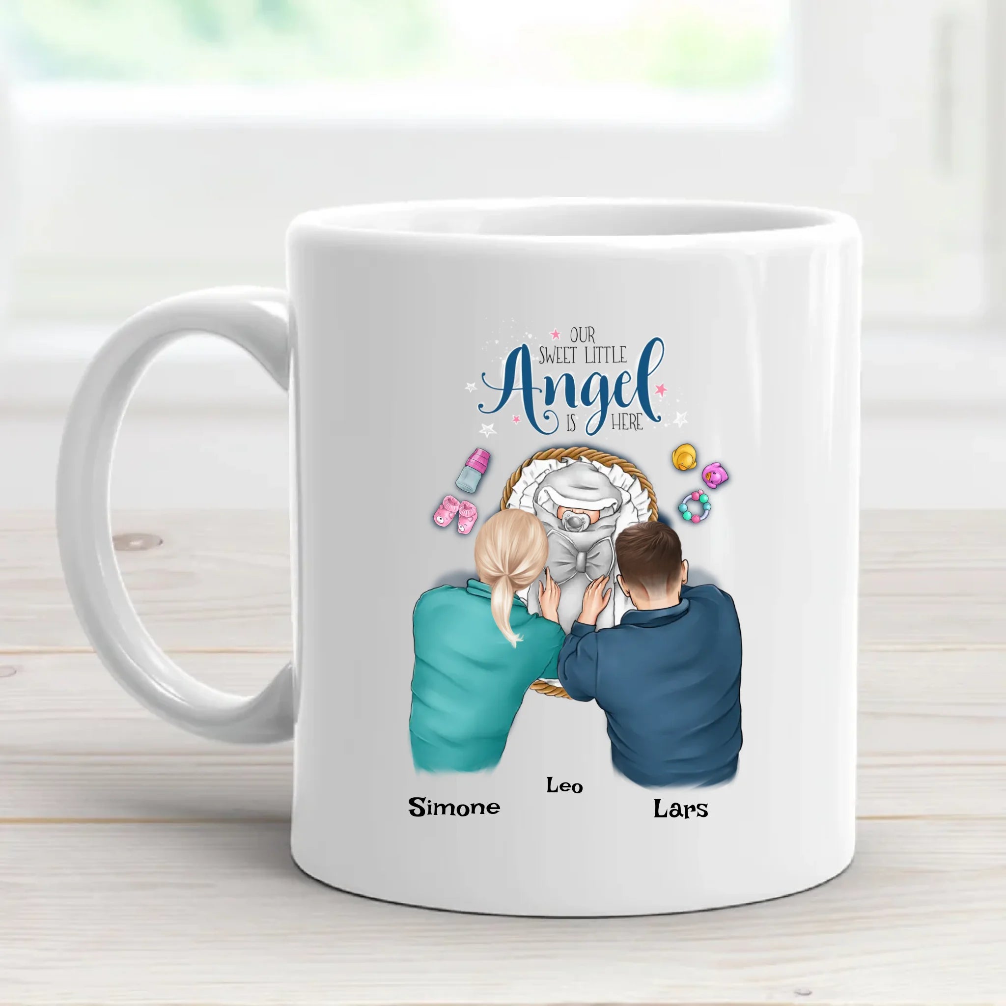 Personalisiertes Geschenk zur Geburt Junge Mädchen Baby Tasse mit Eltern - Cantty