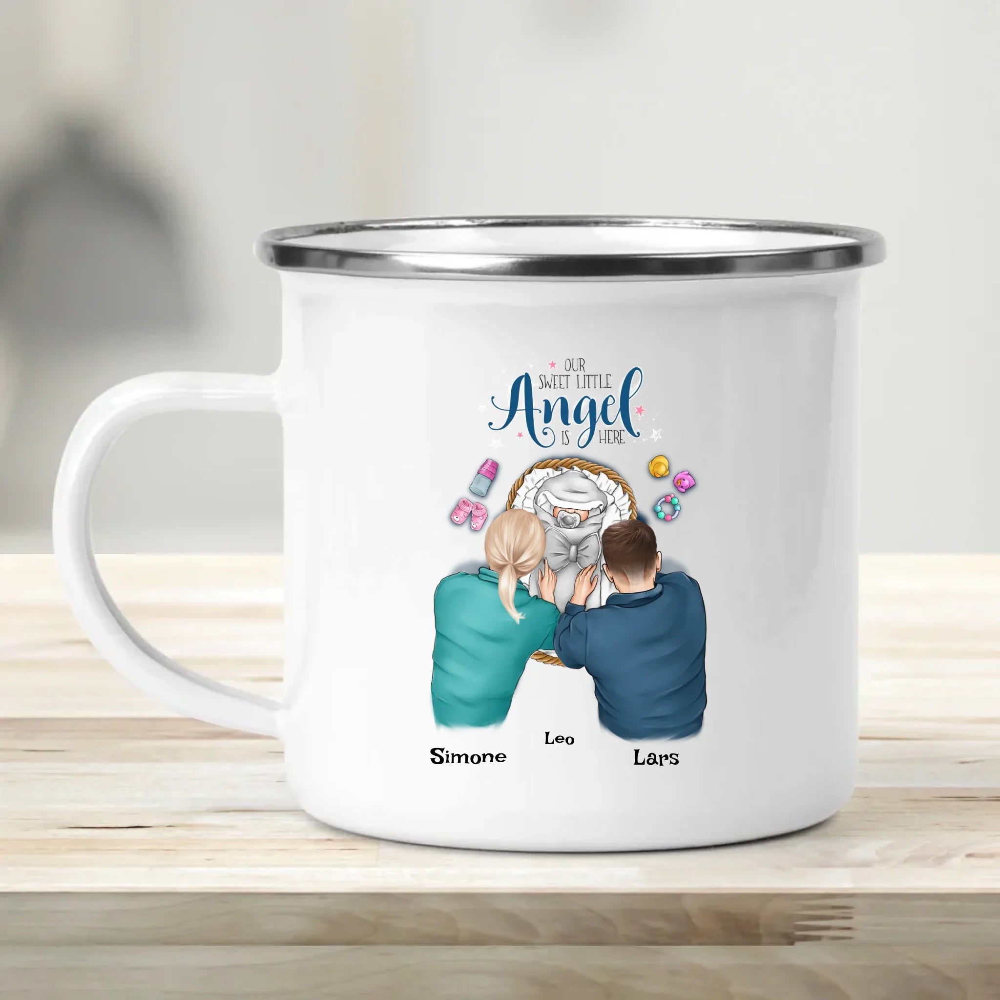 Personalisiertes Geschenk zur Geburt Junge Mädchen Baby Tasse mit Eltern - Cantty