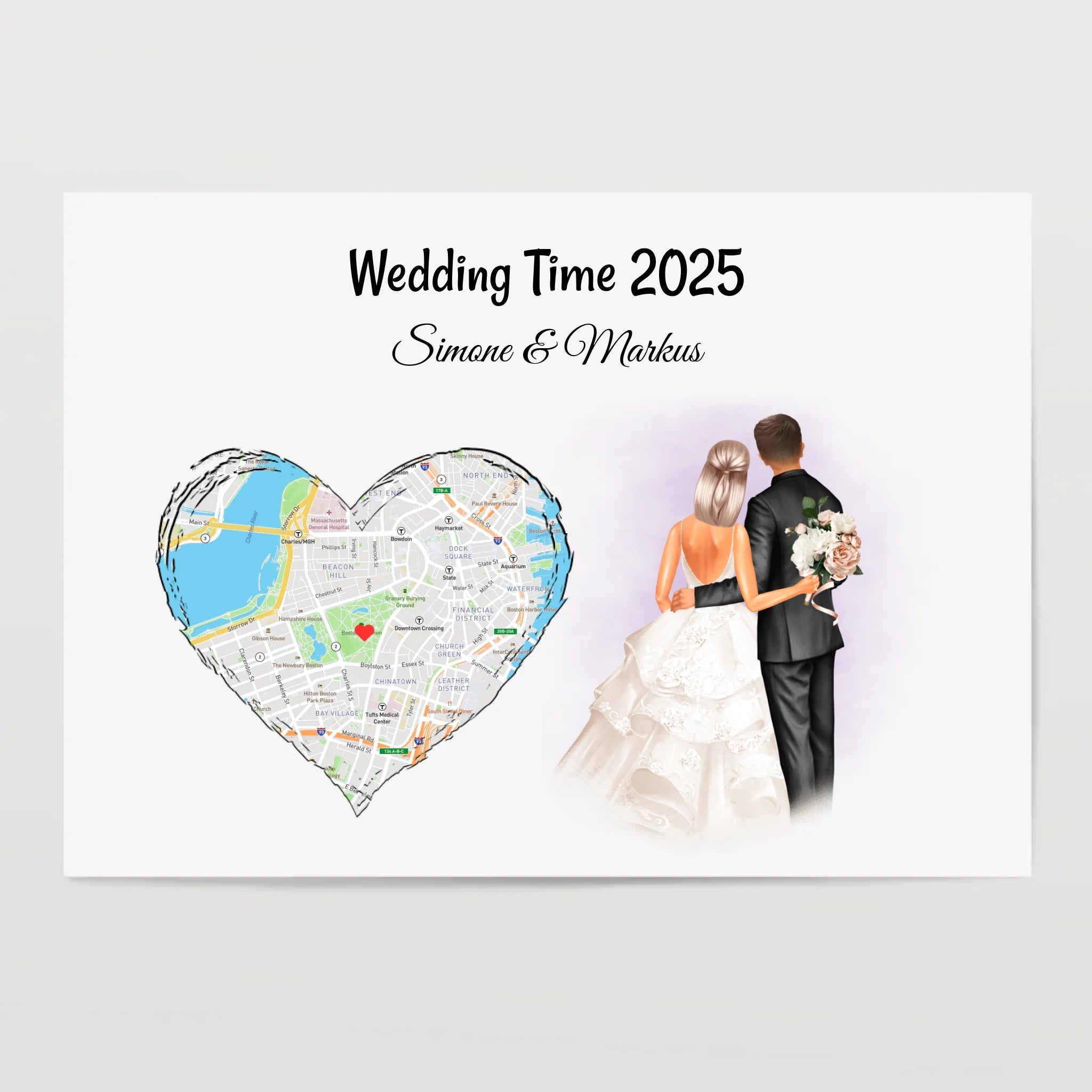 Personalisiertes Hochzeitsgeschenk Poster für Hochzeitspaar - Cantty