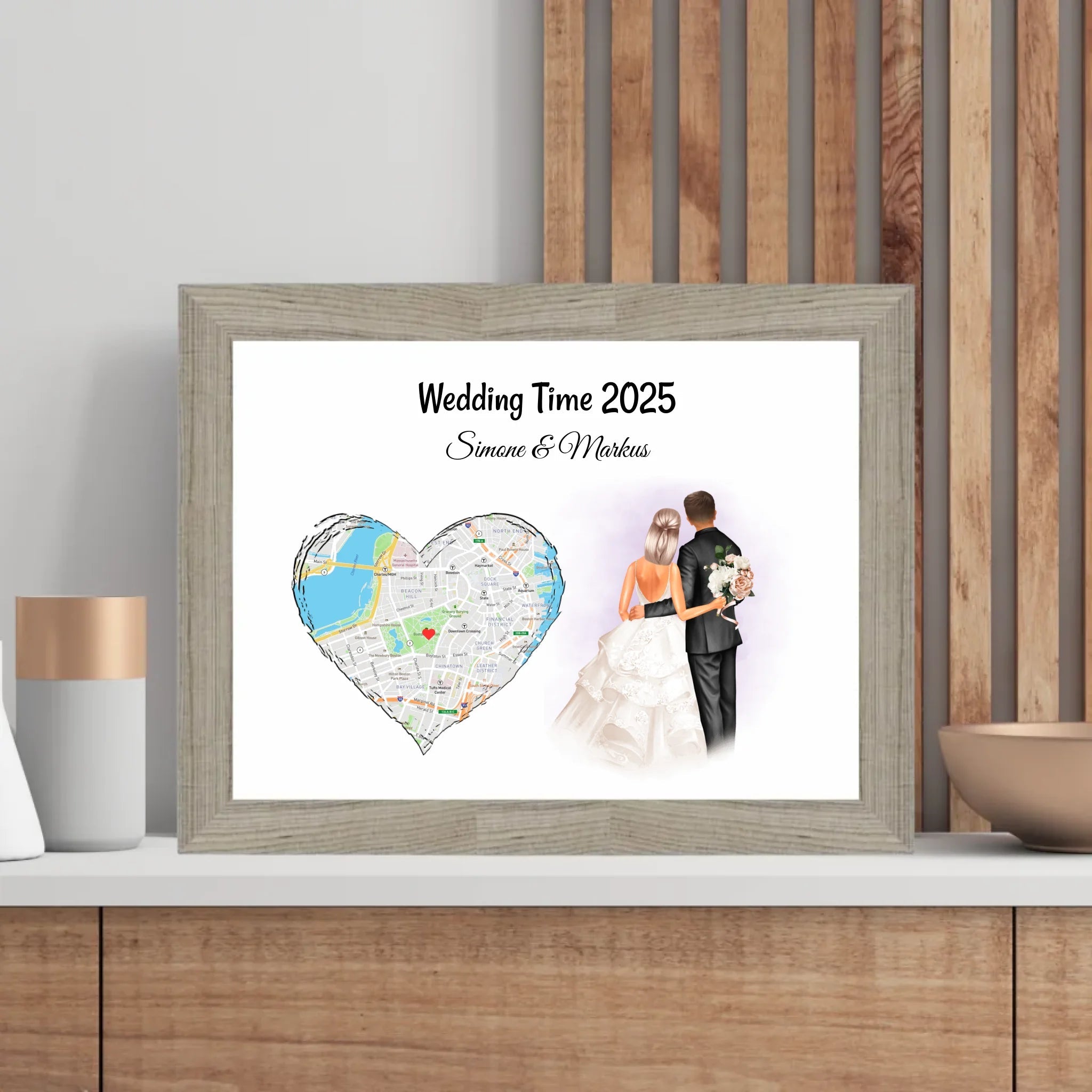 Personalisiertes Hochzeitsgeschenk Poster für Hochzeitspaar - Cantty