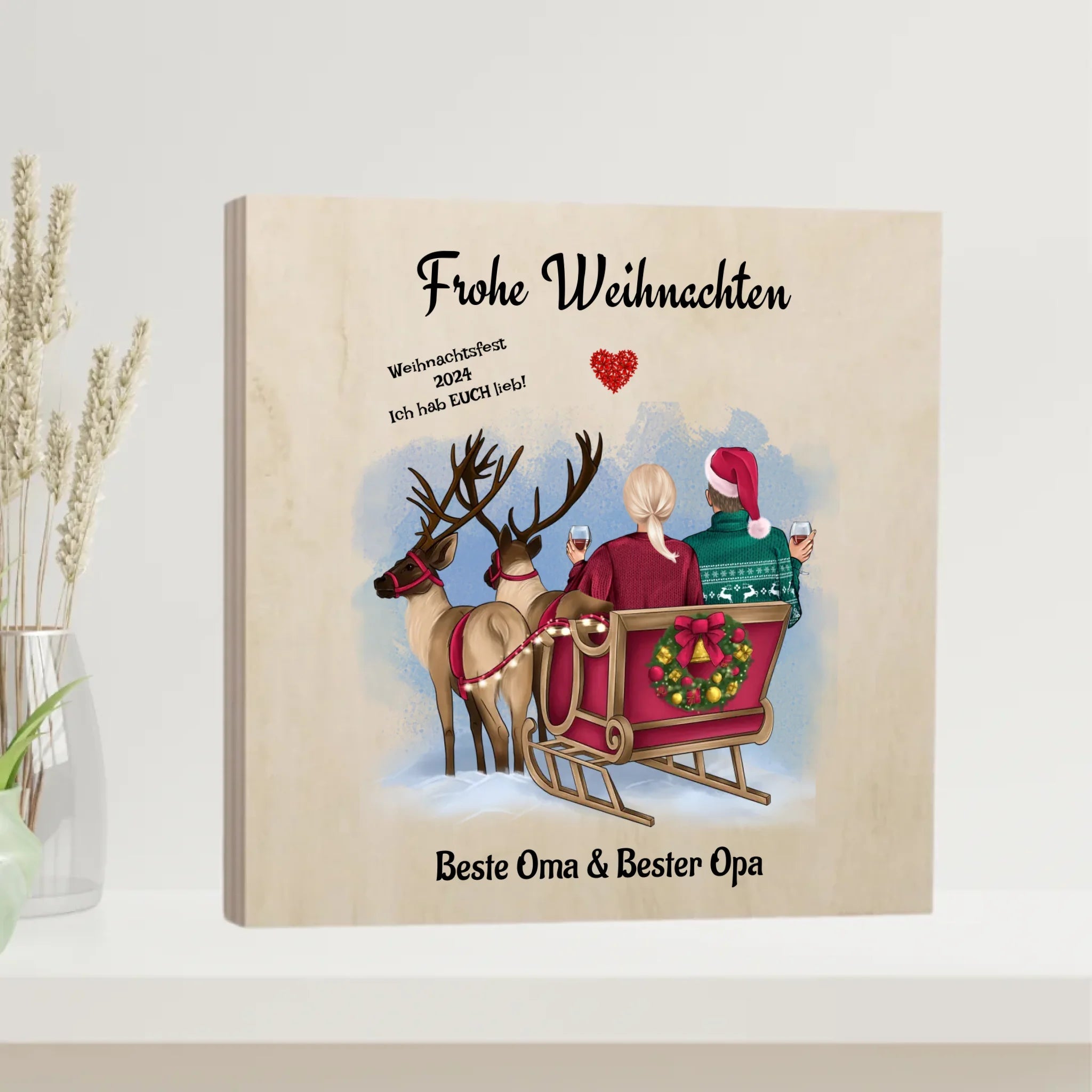 Personalisiertes Weihnachtsgeschenk Holzbild für Oma und Opa - Cantty