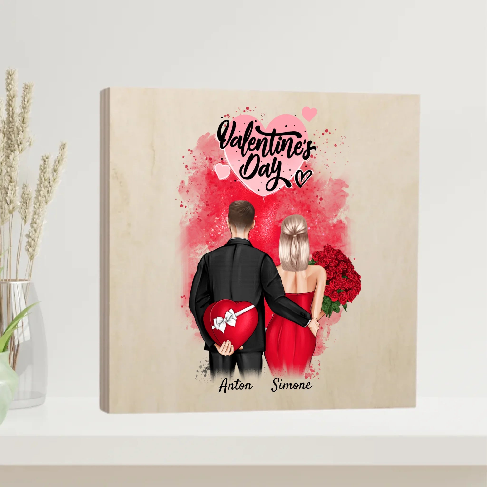 Persönliches Geschenk Holzbild zum Valentinstag - Cantty
