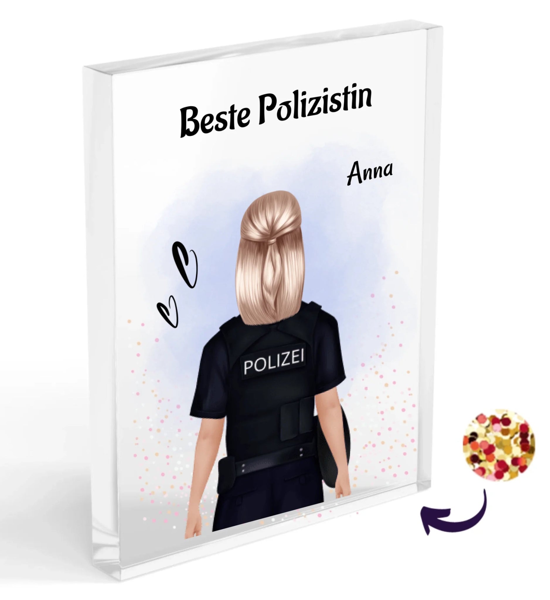 Polizistin Geschenk Acrylglas zum Geburtstag oder Beförderung - Cantty