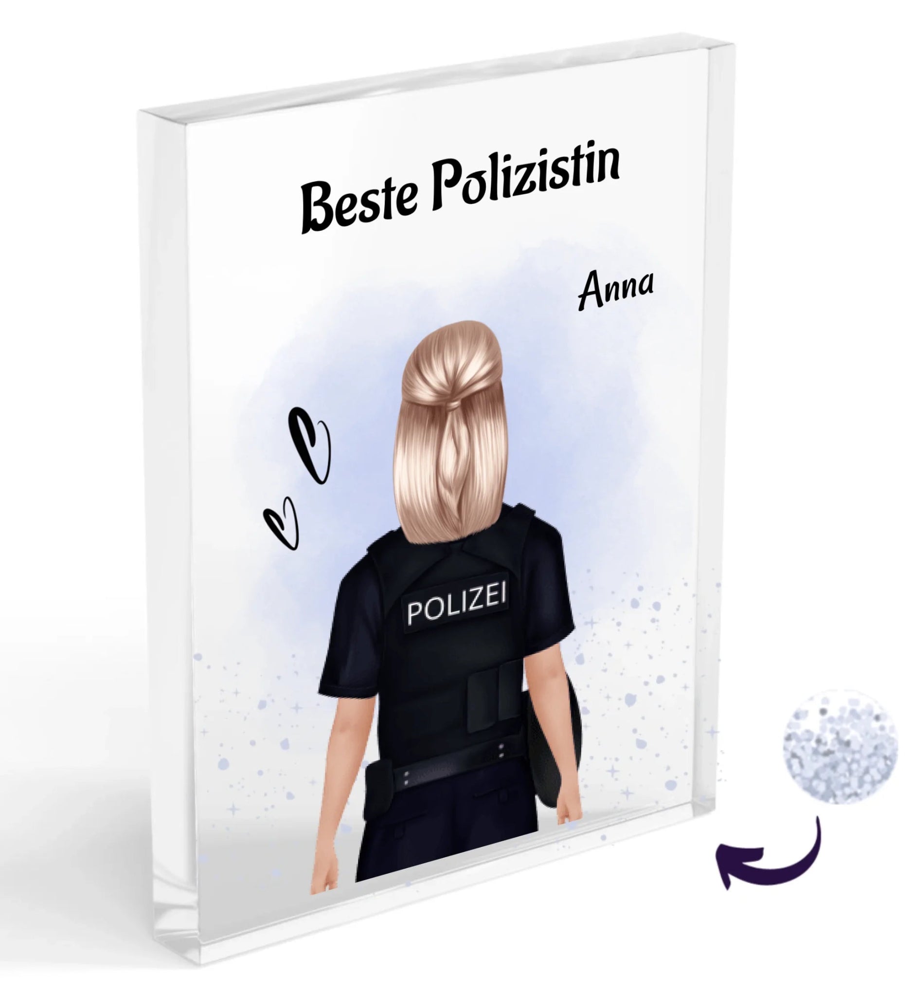 Polizistin Geschenk Acrylglas zum Geburtstag oder Beförderung - Cantty