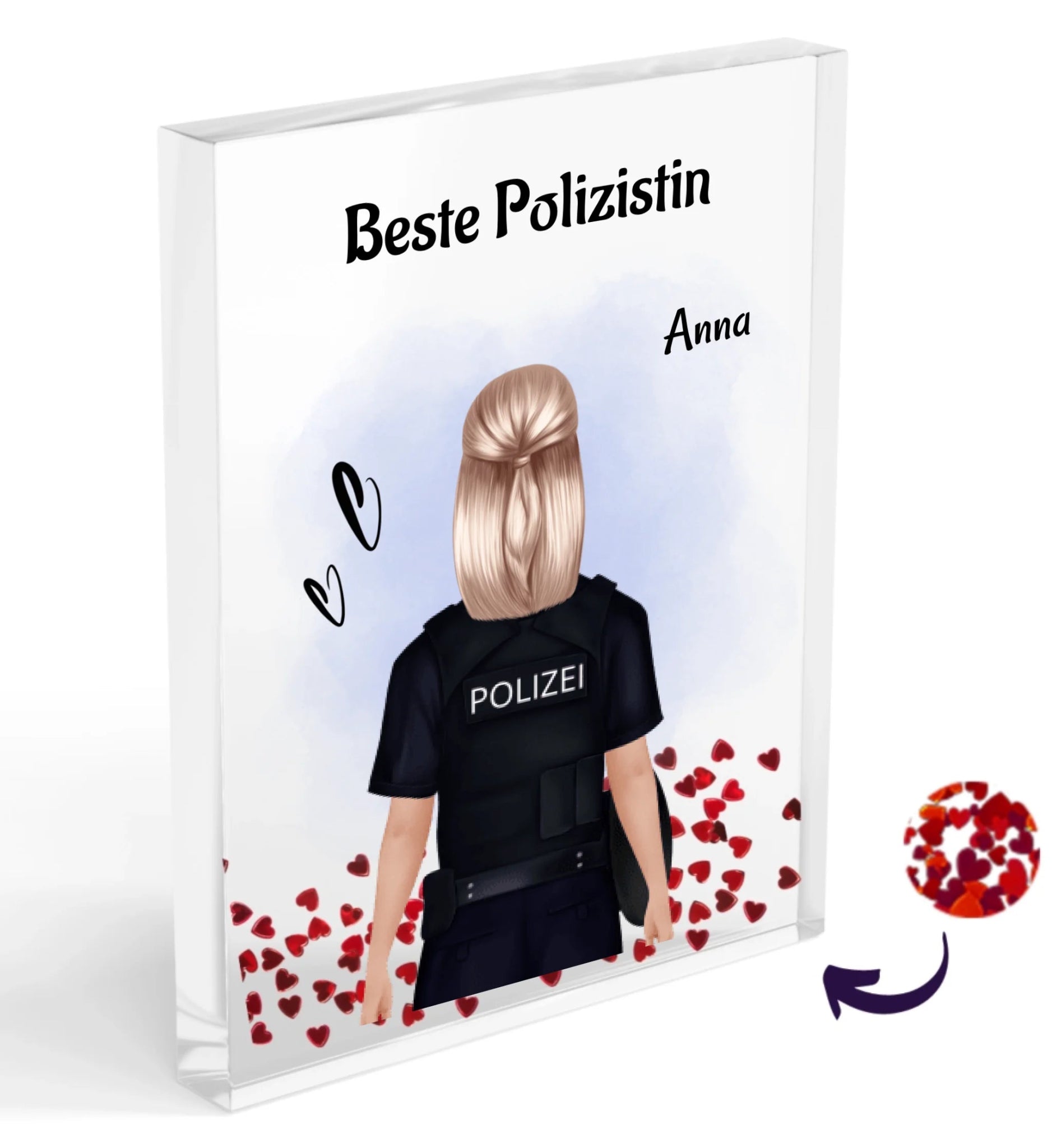 Polizistin Geschenk Acrylglas zum Geburtstag oder Beförderung - Cantty