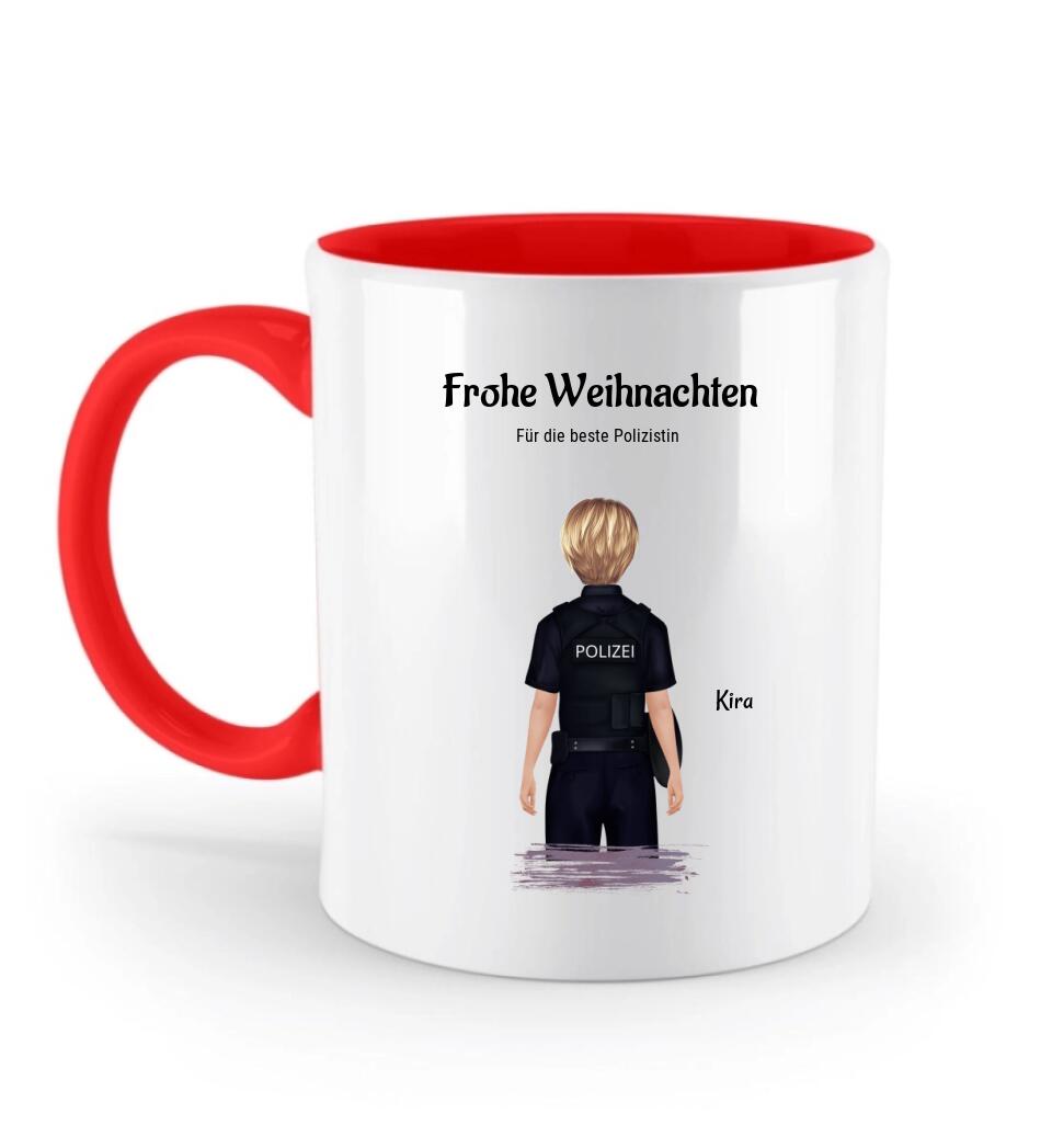 Polizistin Geschenk Tasse zu Weihnachten personalisieren - Cantty