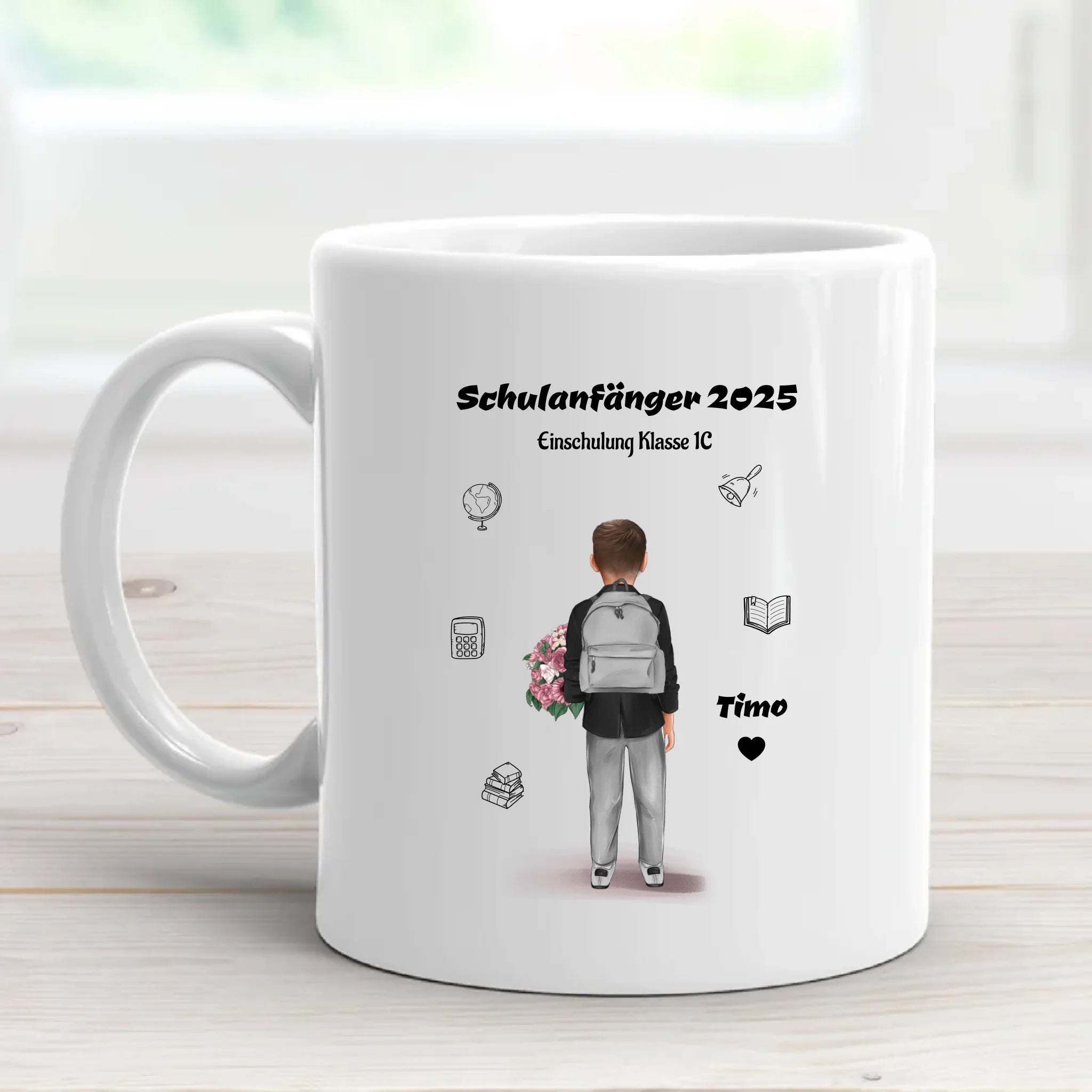 Schulanfang Tasse personalisiert für kleinen Jungen - Cantty