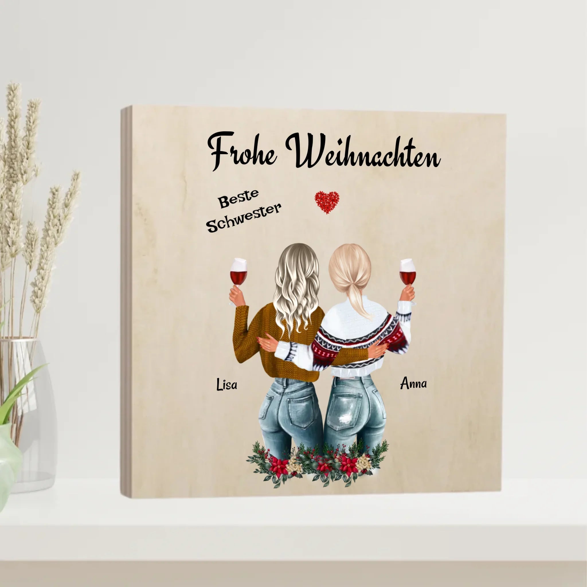 Schwester Bild Holzdruck Geschenk Weihnachten - Cantty