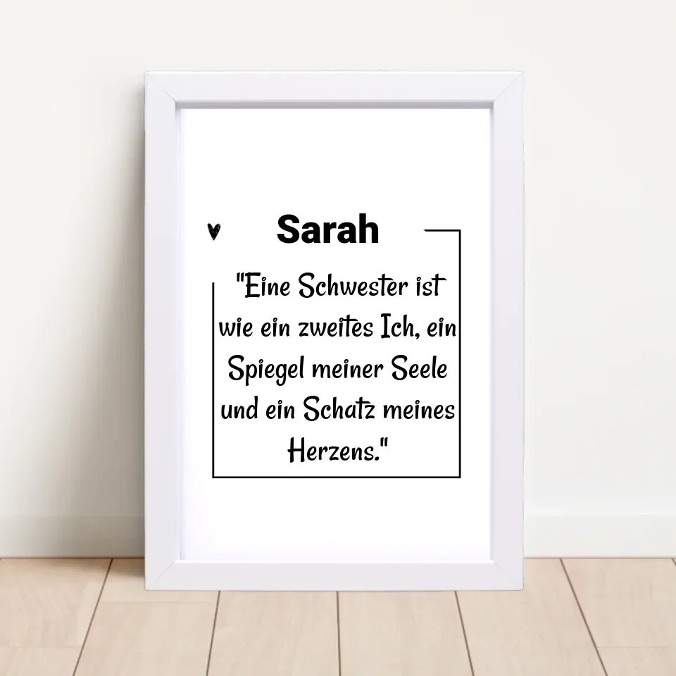 Schwester Definition Poster mit Name und Spruch personalisiert - Cantty