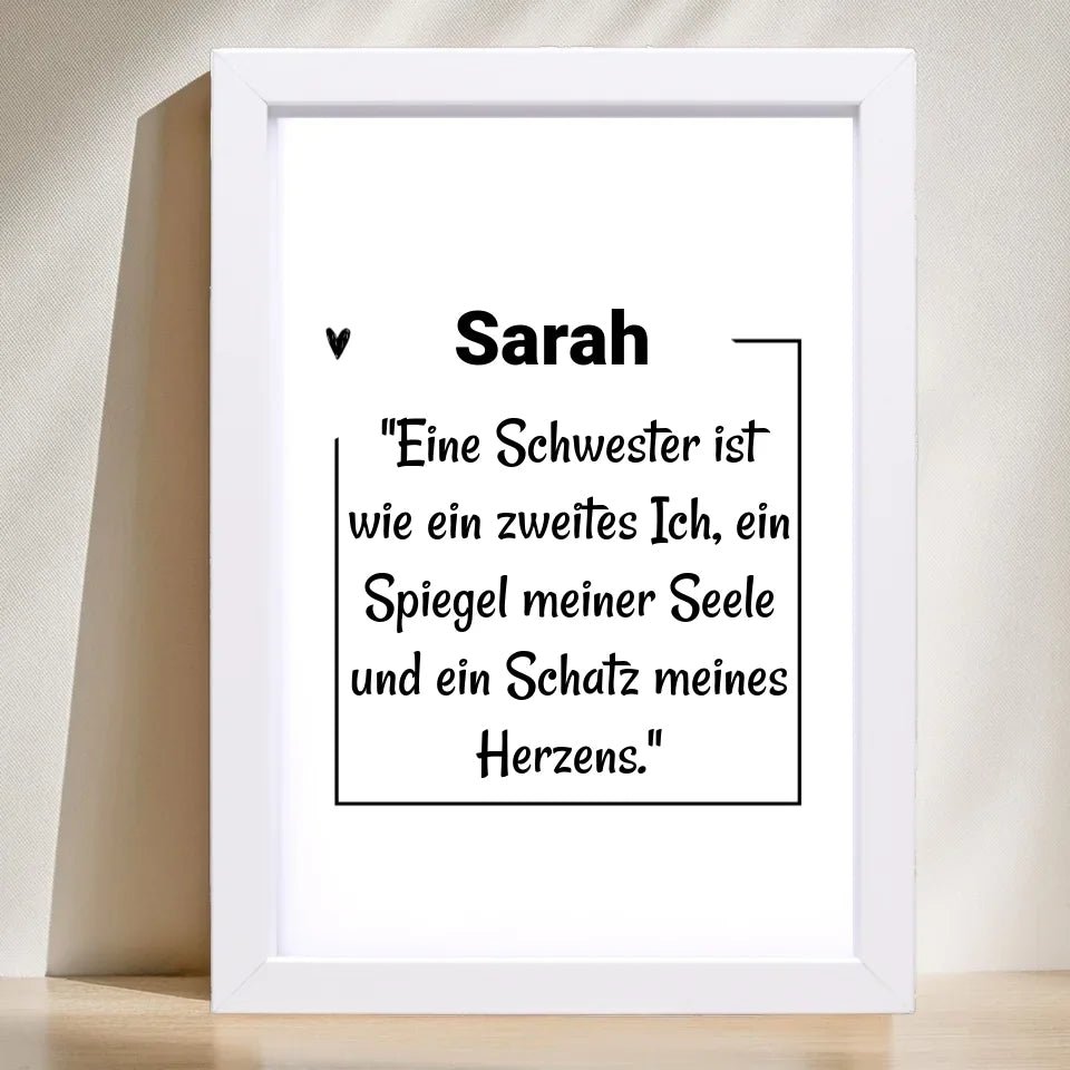 Schwester Definition Poster mit Name und Spruch personalisiert - Cantty