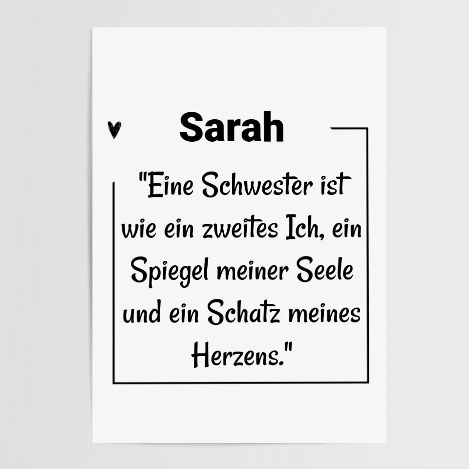 Schwester Definition Poster mit Name und Spruch personalisiert - Cantty