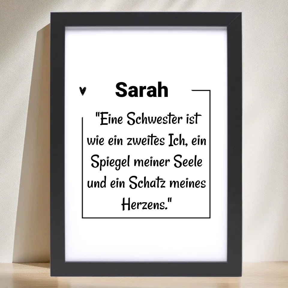 Schwester Definition Poster mit Name und Spruch personalisiert - Cantty