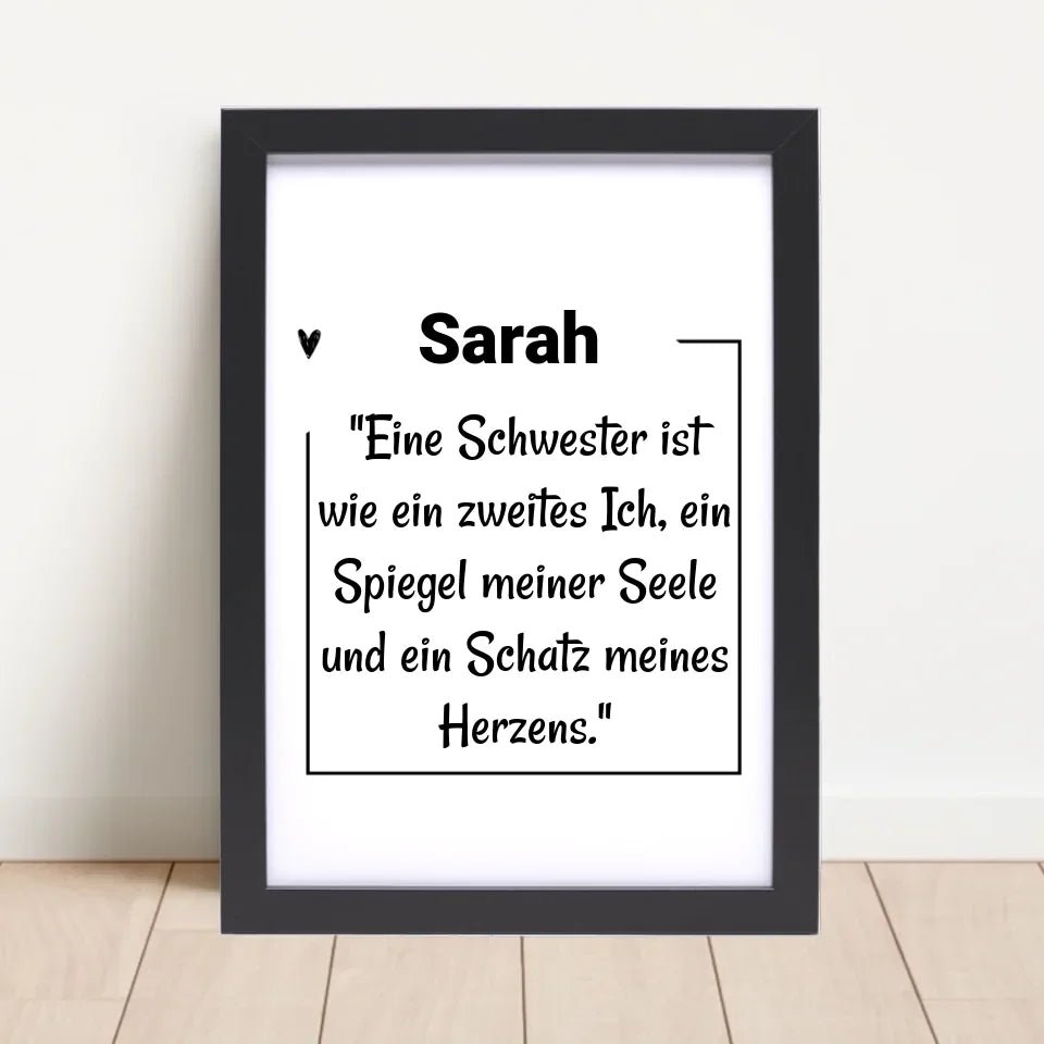 Schwester Definition Poster mit Name und Spruch personalisiert - Cantty