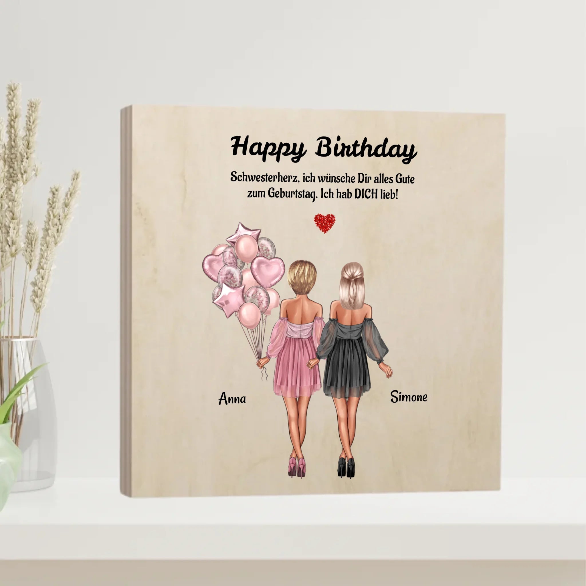 Schwester Happy Birthday Holzbild Geschenk - Cantty